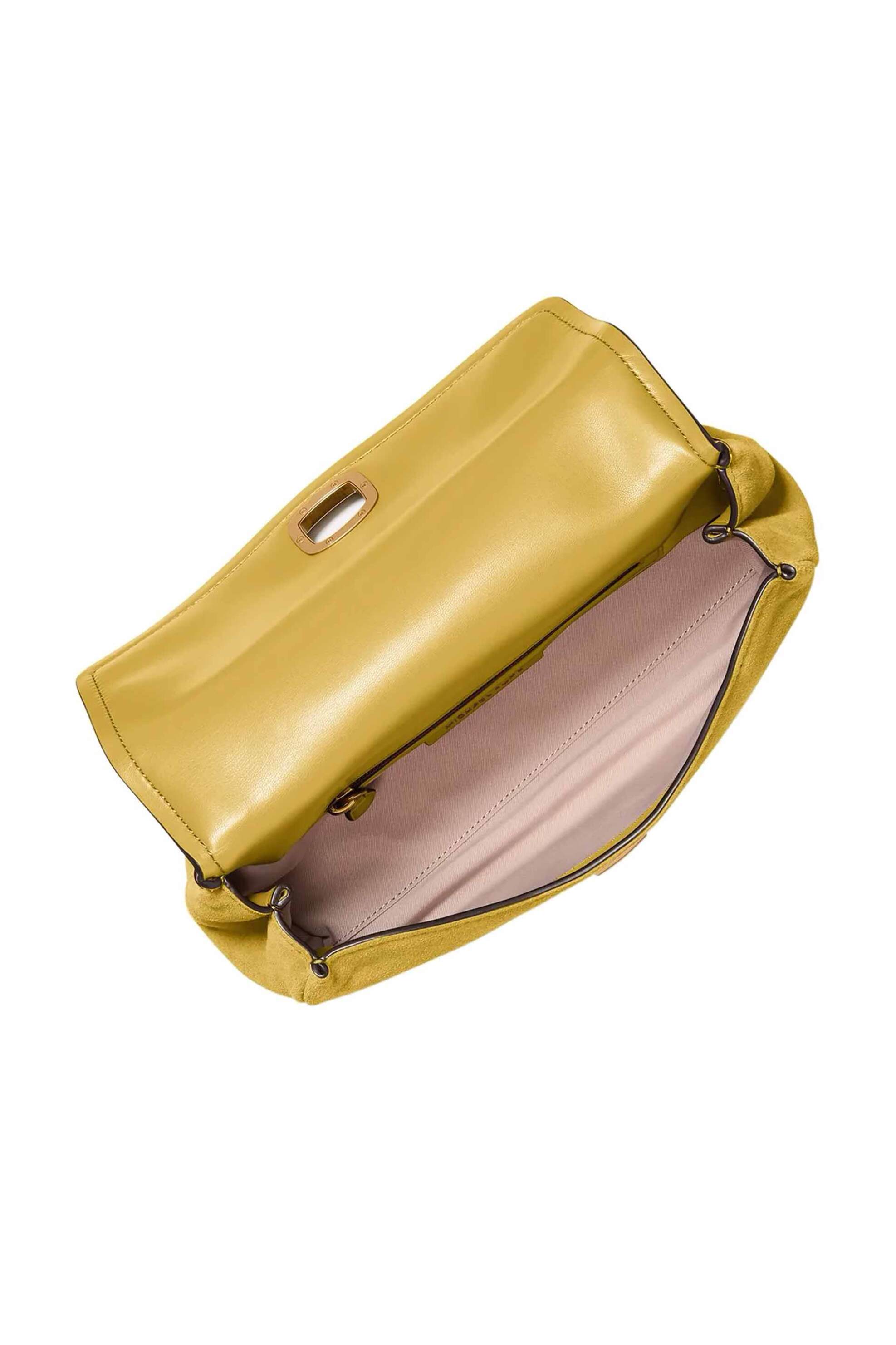 MICHAEL KORS Michael Kors γυναικεία suede τσάντα ώμου με μεταλλικό λογότυπο - 30F6AYTL5S Κίτρινο - 3