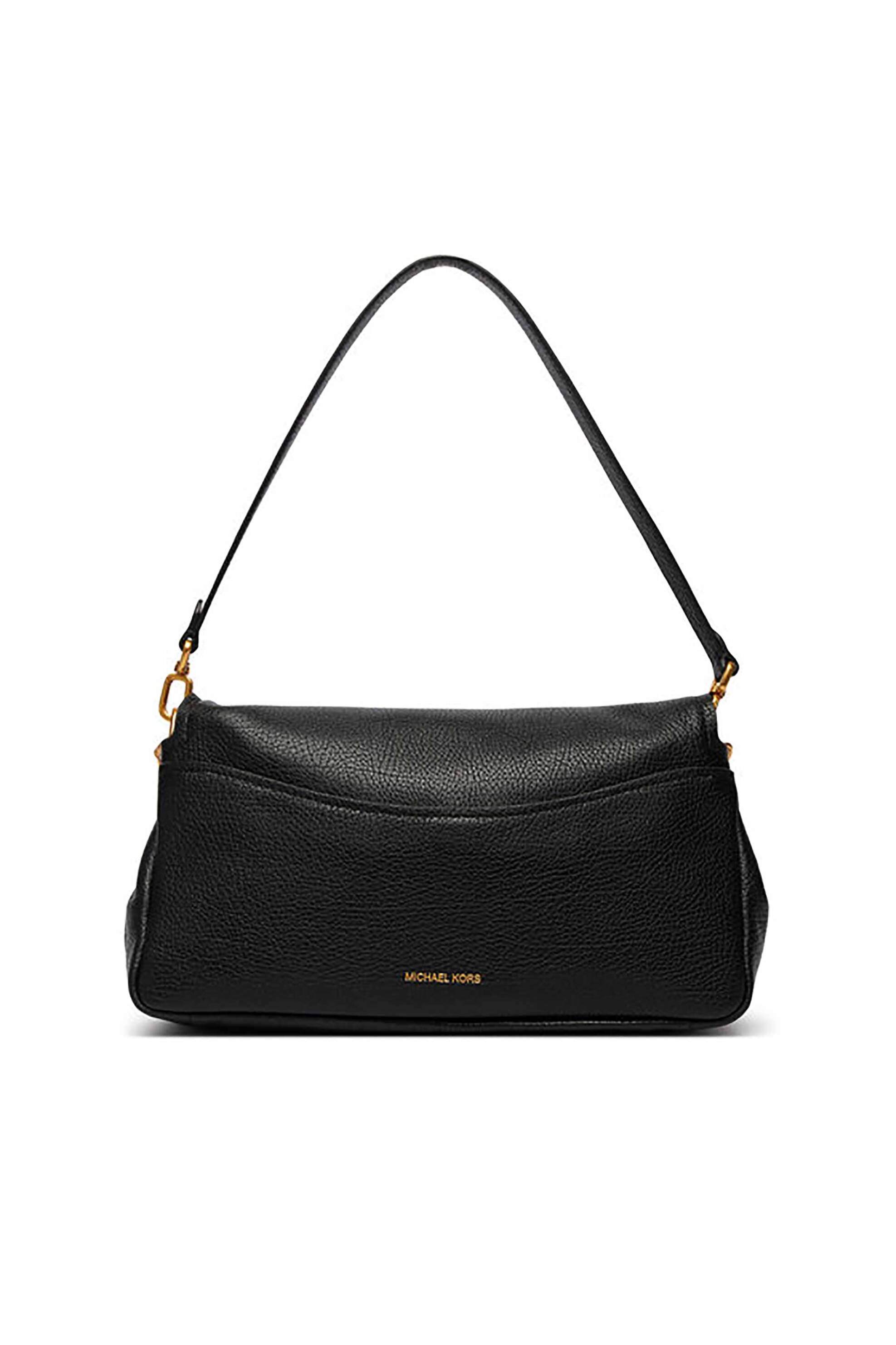 Michael Kors γυναικεία suede τσάντα ώμου με μεταλλικό λογότυπο - 30F6AYTL7E Μαύρο