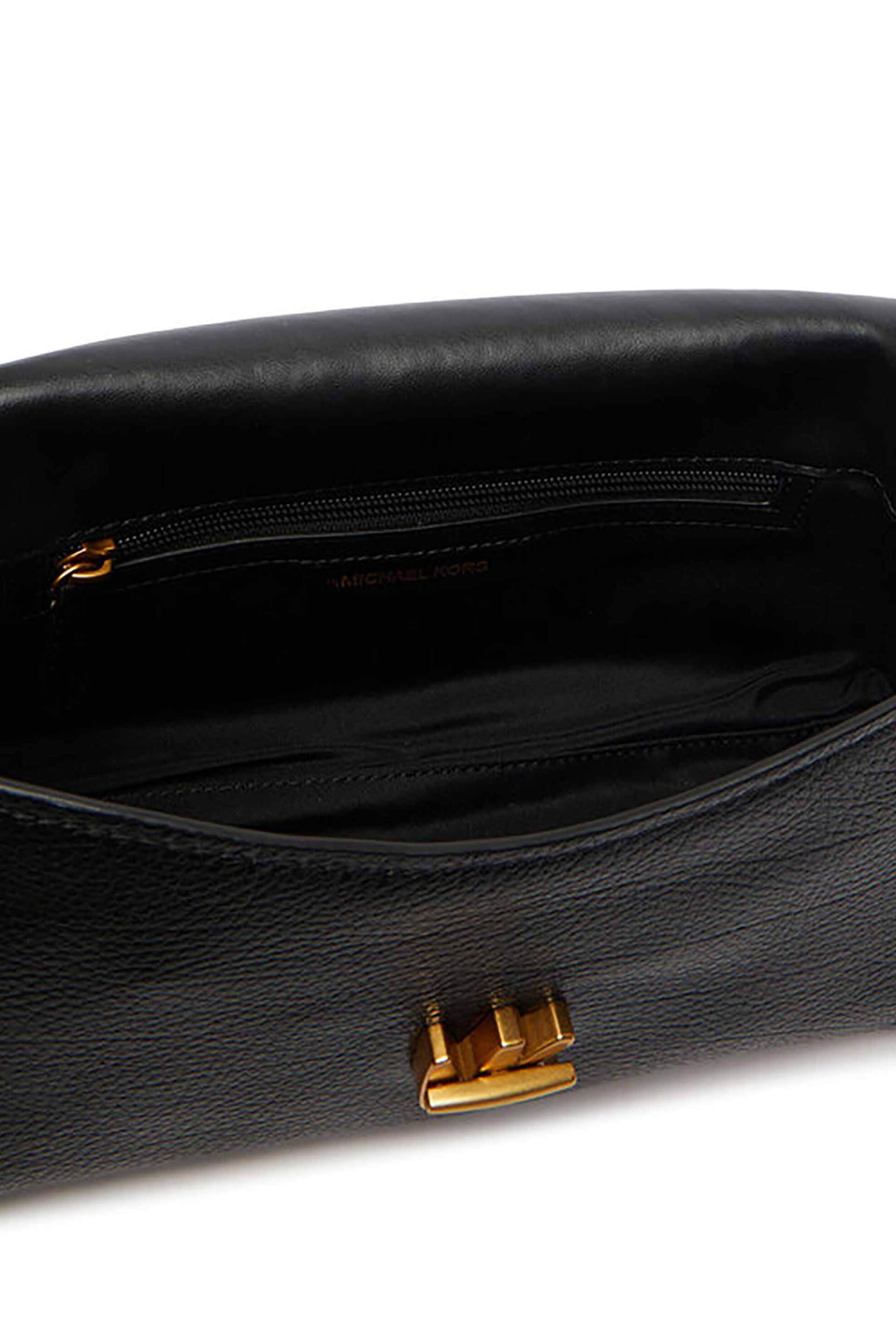 MICHAEL KORS Michael Kors γυναικεία suede τσάντα ώμου με μεταλλικό λογότυπο - 30F6AYTL7E Μαύρο - 3