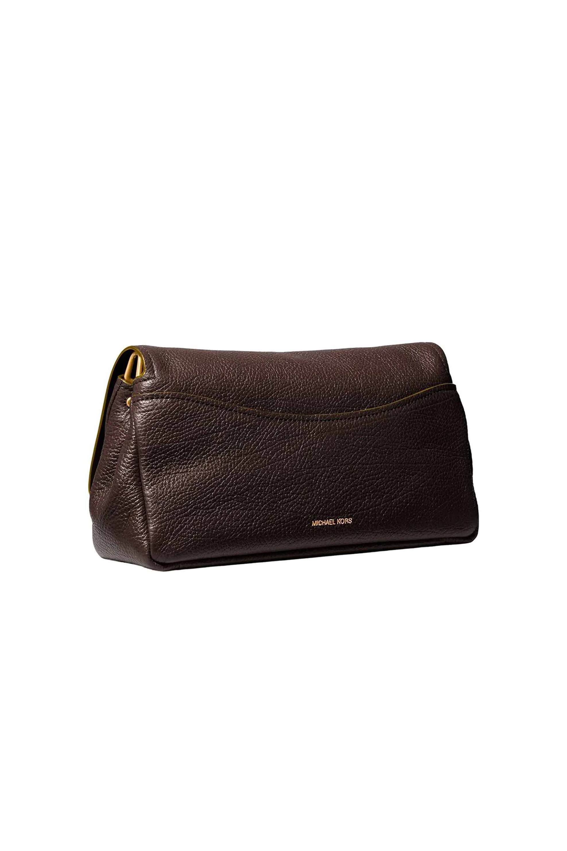 Michael Kors γυναικεία suede τσάντα ώμου με μεταλλικό λογότυπο - 30F6AYTL7E Καφέ Σκούρο