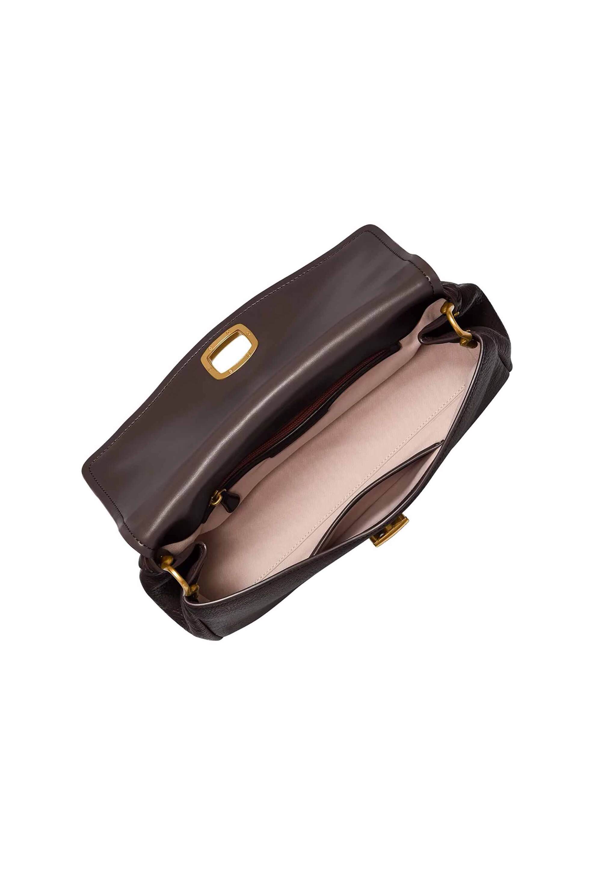 MICHAEL KORS Michael Kors γυναικεία suede τσάντα ώμου με μεταλλικό λογότυπο - 30F6AYTL7E Καφέ Σκούρο - 3