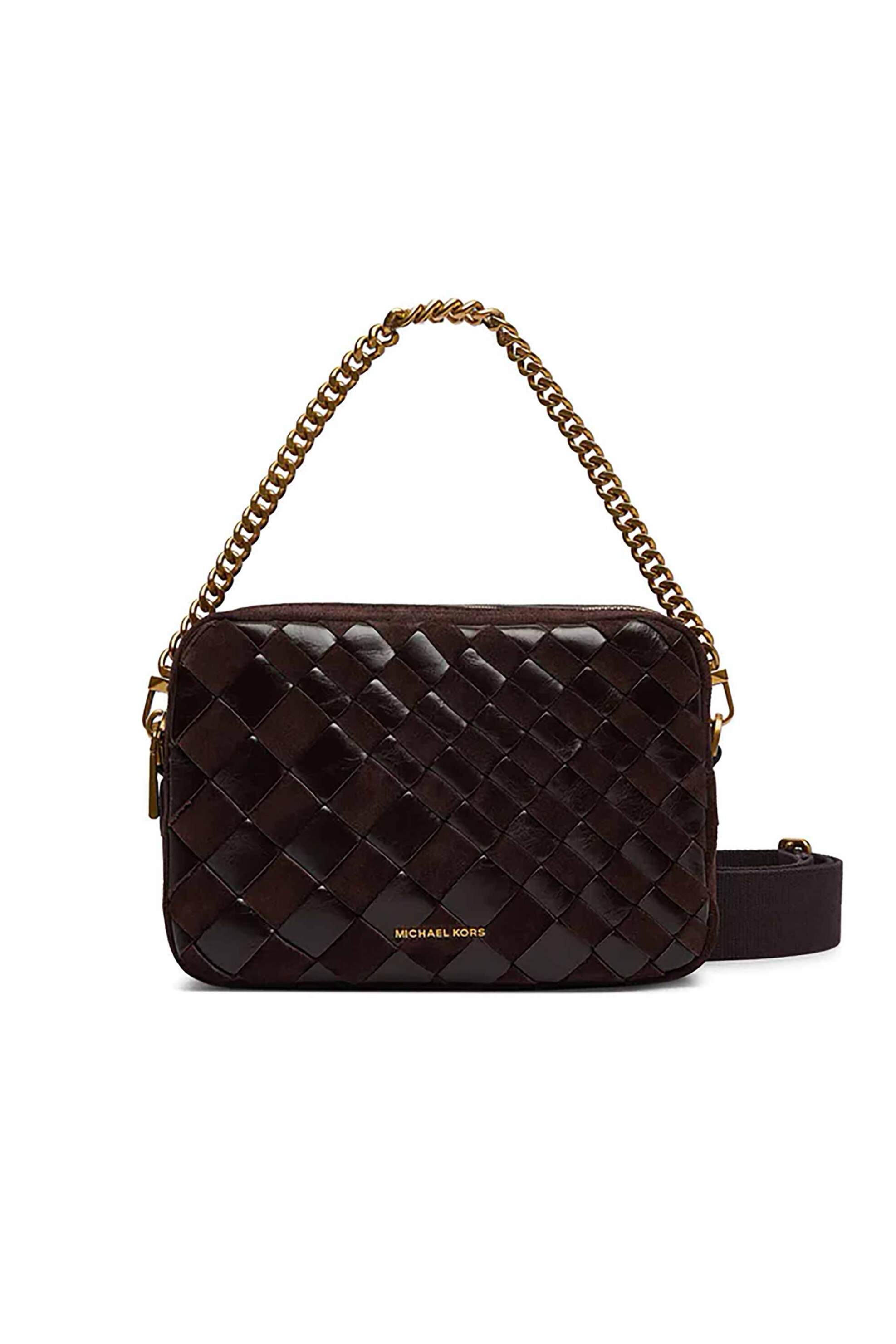 MICHAEL KORS Michael Kors γυναικεία τσάντα crossbody με πλεκτό σχέδιο "Jet Set" - 32F6AYTC6S Καφέ Σκούρο