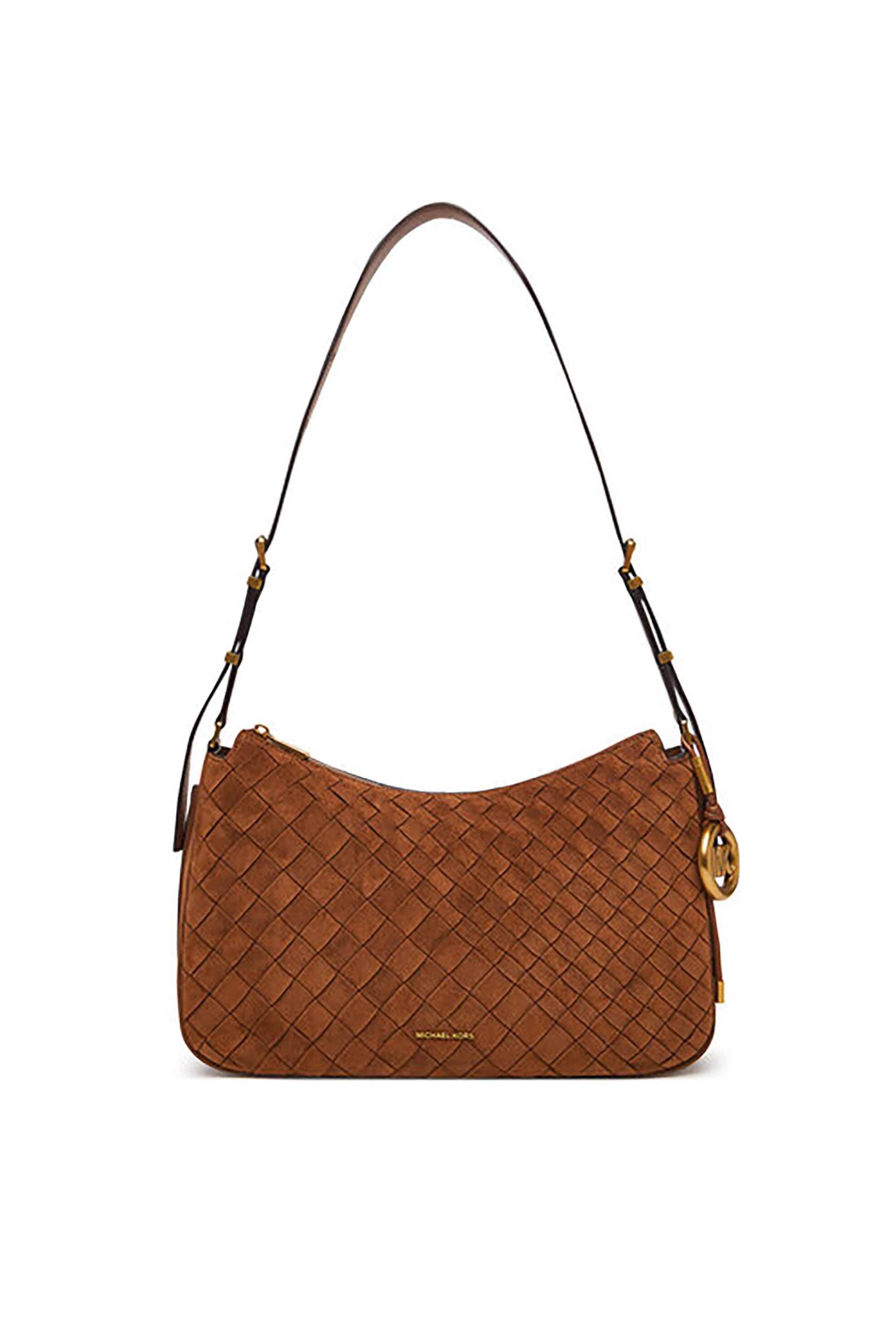 Michael Kors γυναικεία suede τσάντα ώμου με πλεκτό σχέδιο 