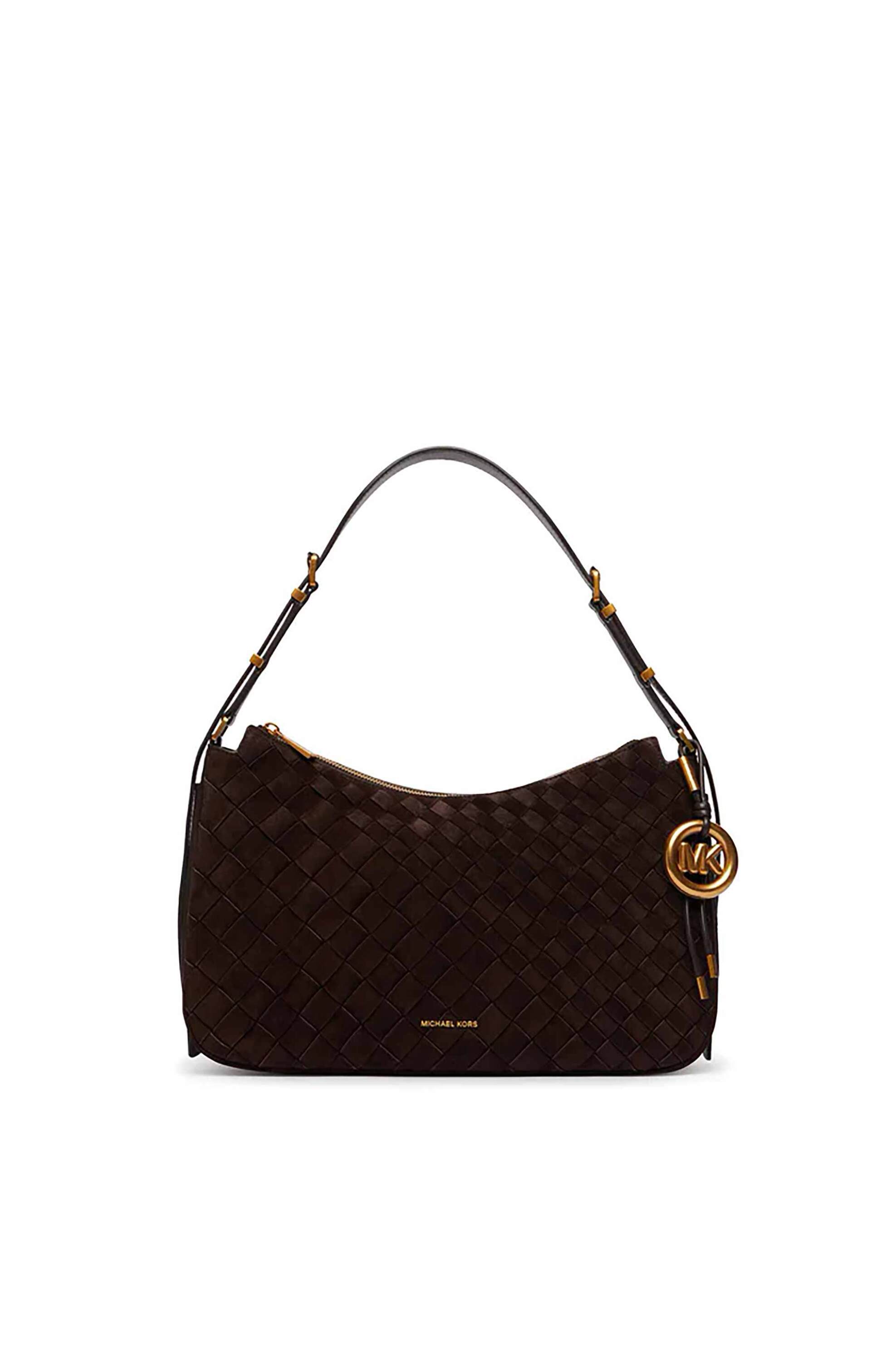 Michael Kors γυναικεία suede τσάντα ώμου με πλεκτό σχέδιο 