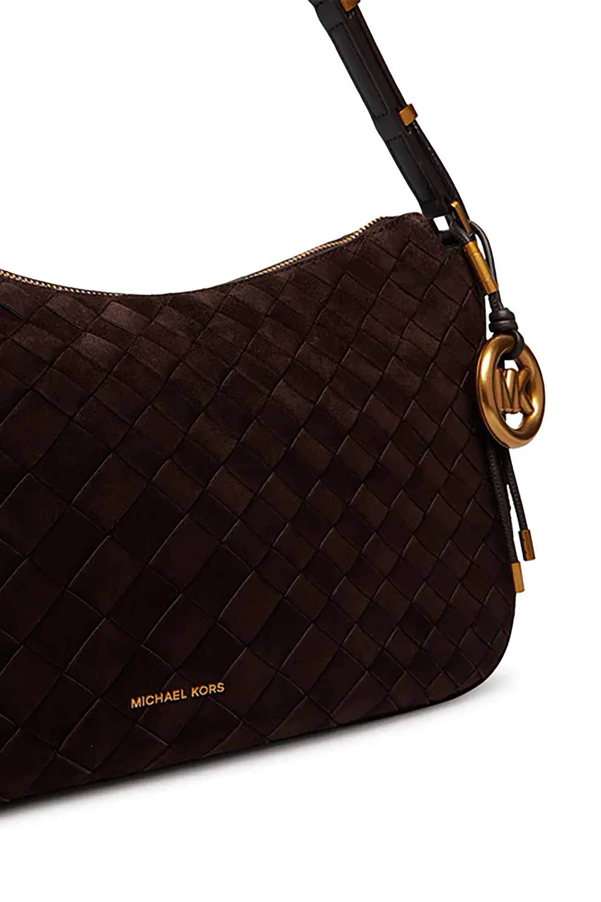 Michael Kors γυναικεία suede τσάντα ώμου με πλεκτό σχέδιο 