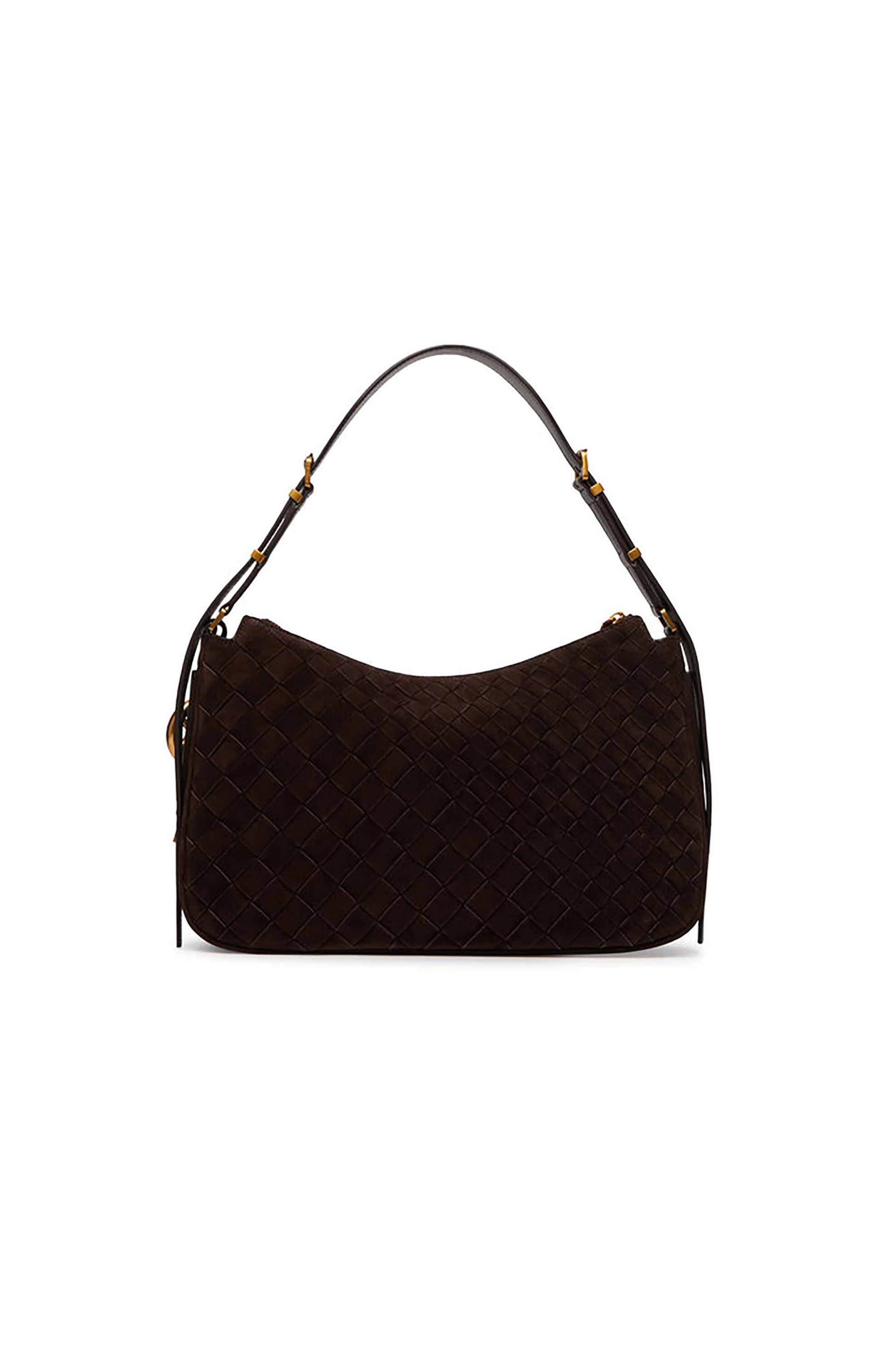 MICHAEL KORS Michael Kors γυναικεία suede τσάντα ώμου με πλεκτό σχέδιο "Nolita" - 30F6AY5L2L Καφέ Σκούρο - 3