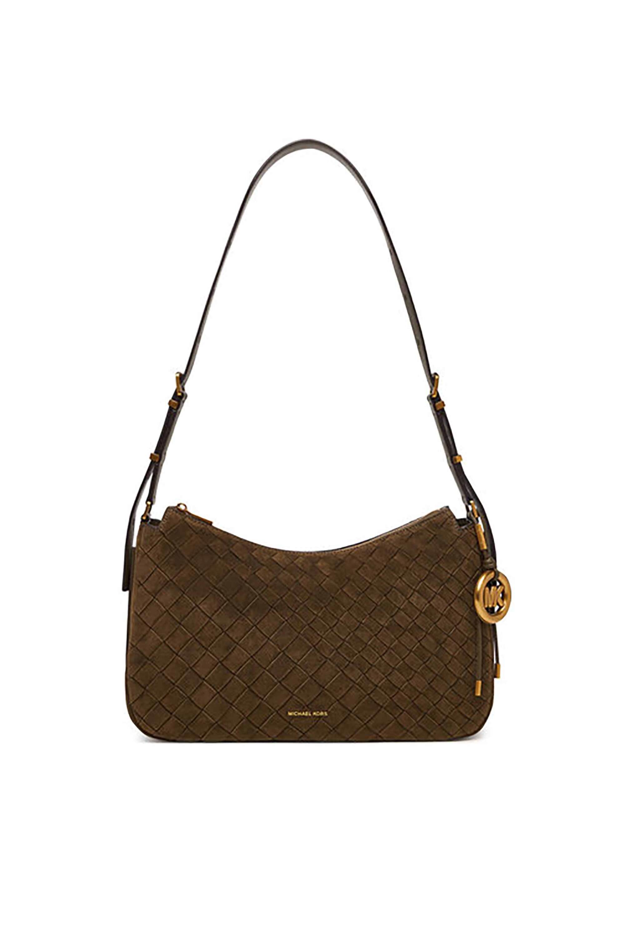 Michael Kors γυναικεία suede τσάντα ώμου με πλεκτό σχέδιο 