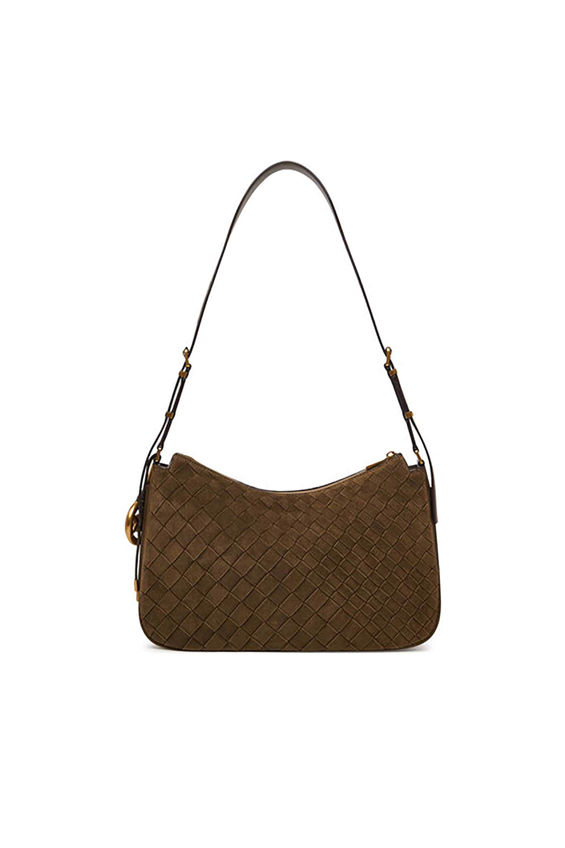 Michael Kors γυναικεία suede τσάντα ώμου με πλεκτό σχέδιο 