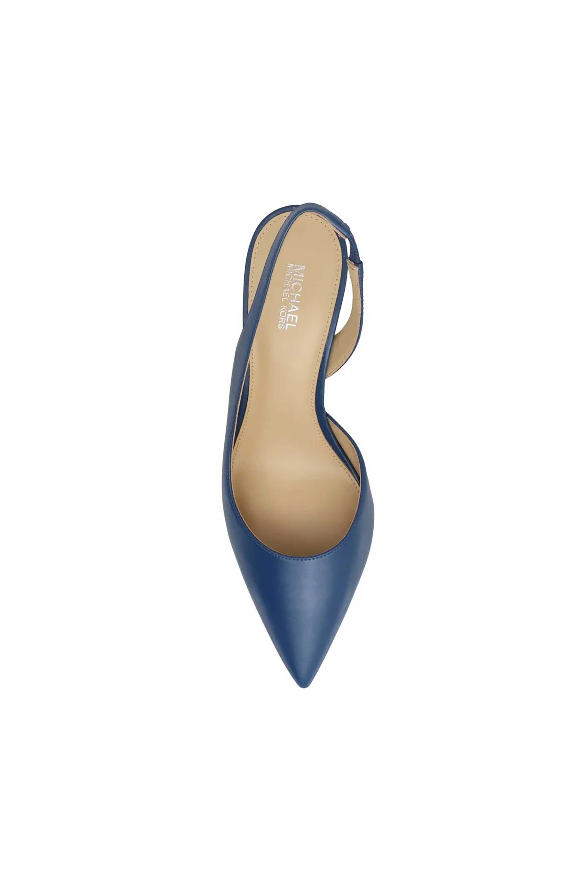 Michael Kors Γυναικείες Δερμάτινες Γόβες Slingback Alina - 40R4Hnmp1L Μπλε Σκούρο