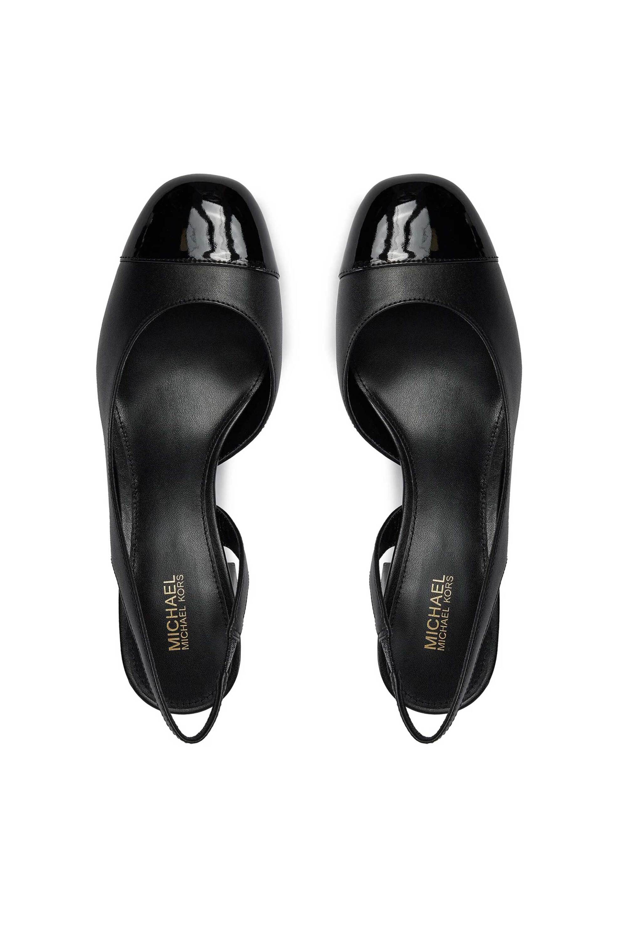 Michael Kors γυναικείες δερμάτινες γόβες μονόχρωμες με μεταλλική λεπτομέρεια "Perla" - 40R4PLMP1L Μαύρο φωτογραφία