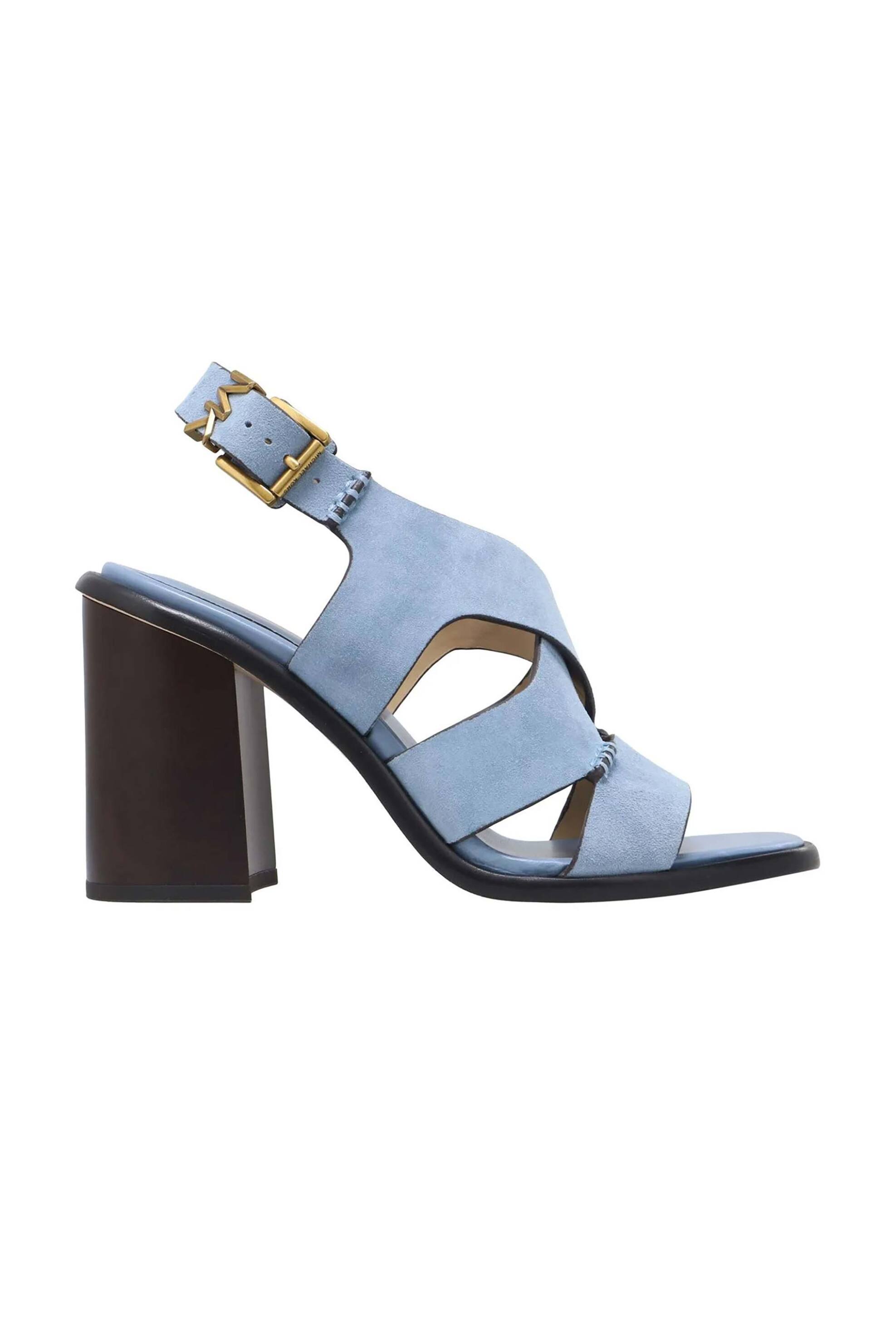 Michael Kors γυναικεία suede πέδιλα "Raven" - 40S6RVHS1S Μπλε Ανοιχτό