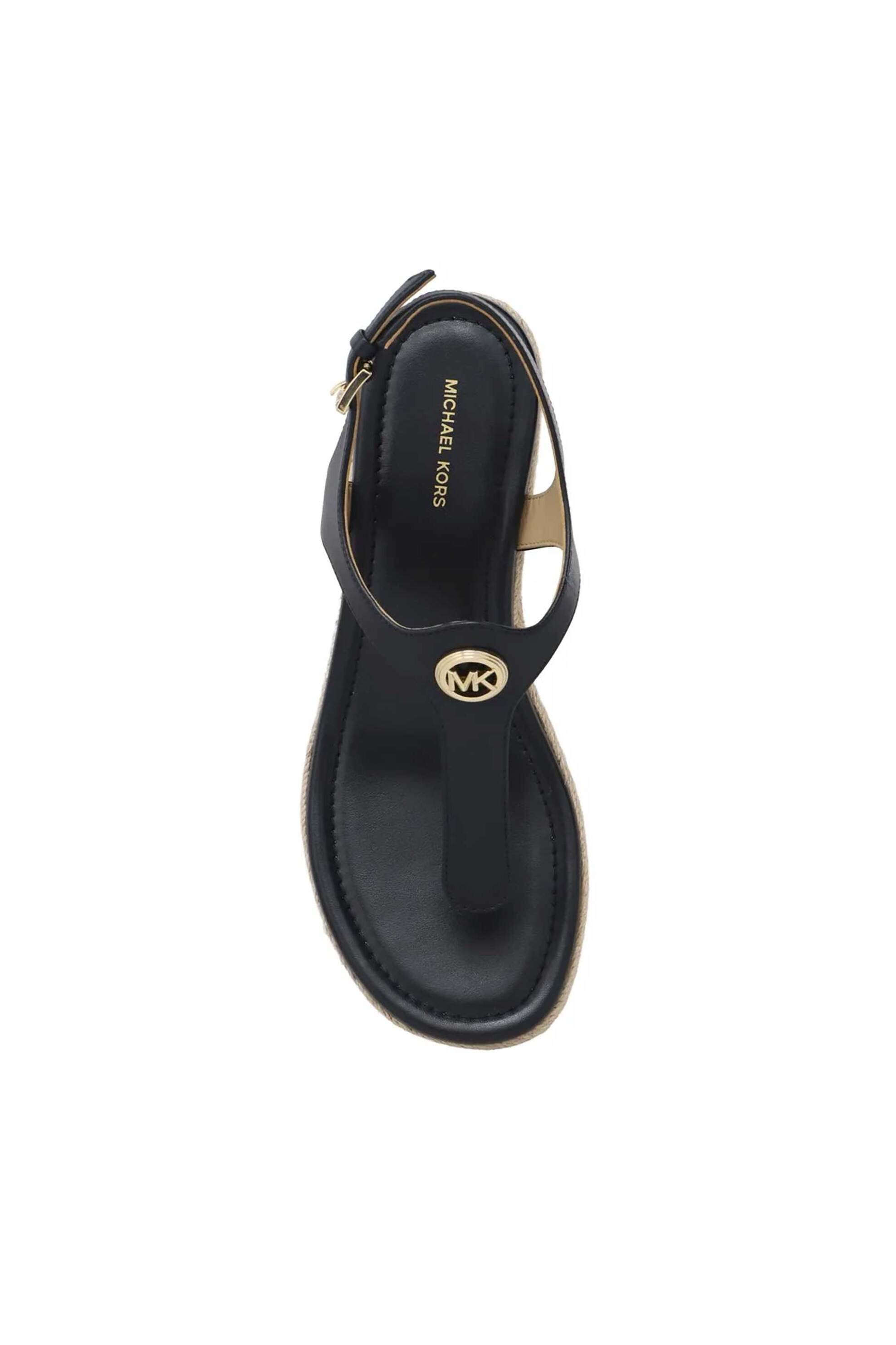 Michael Kors Γυναικείες Δερμάτινες Πλατφόρμες Val Thong - 40S6Vams1L Μαύρο