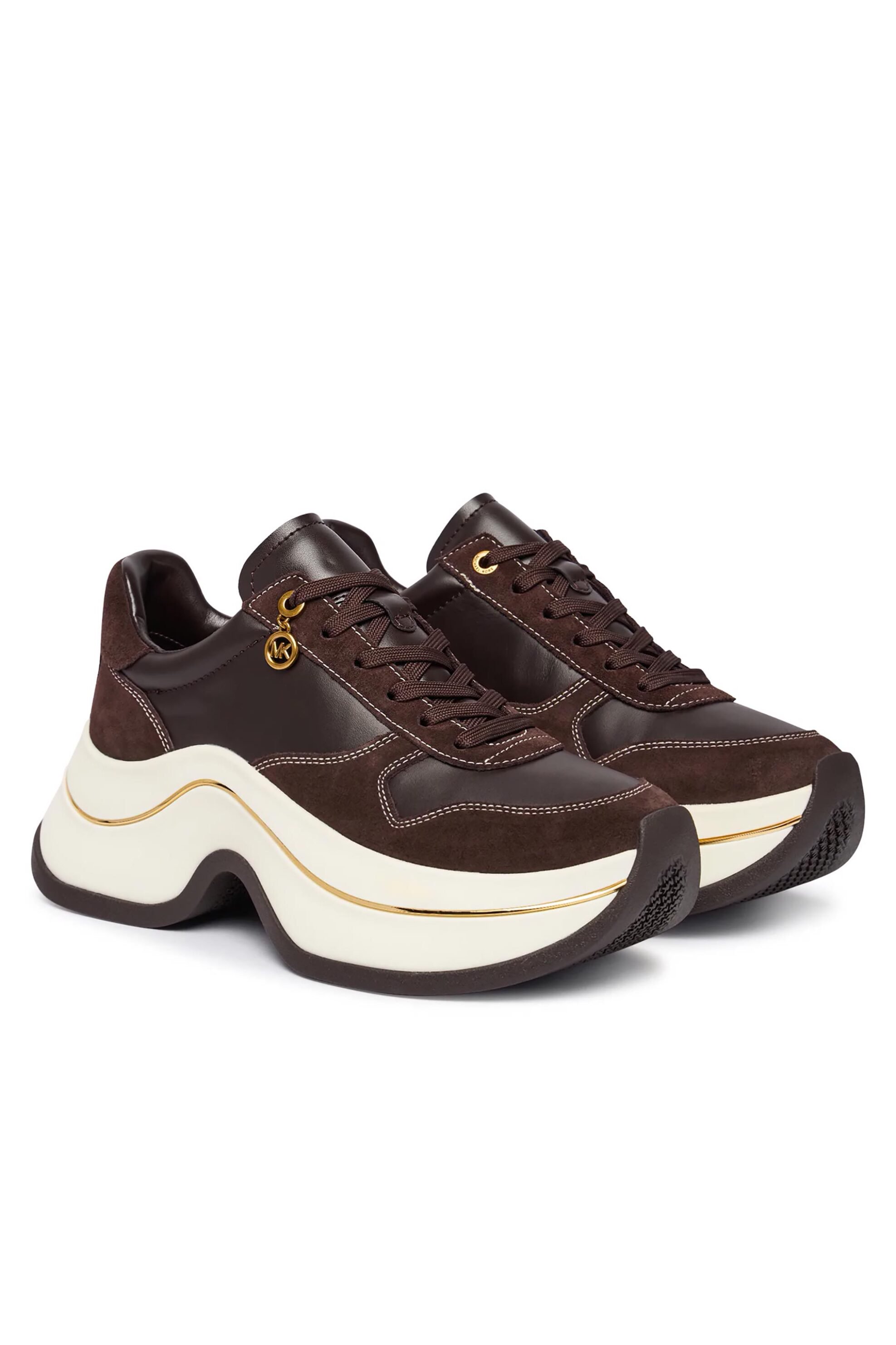 MICHAEL KORS Michael Kors γυναικεία δερμάτινα sneakers "Arla" - 43F6ARFS1S Καφέ Σκούρο - 2
