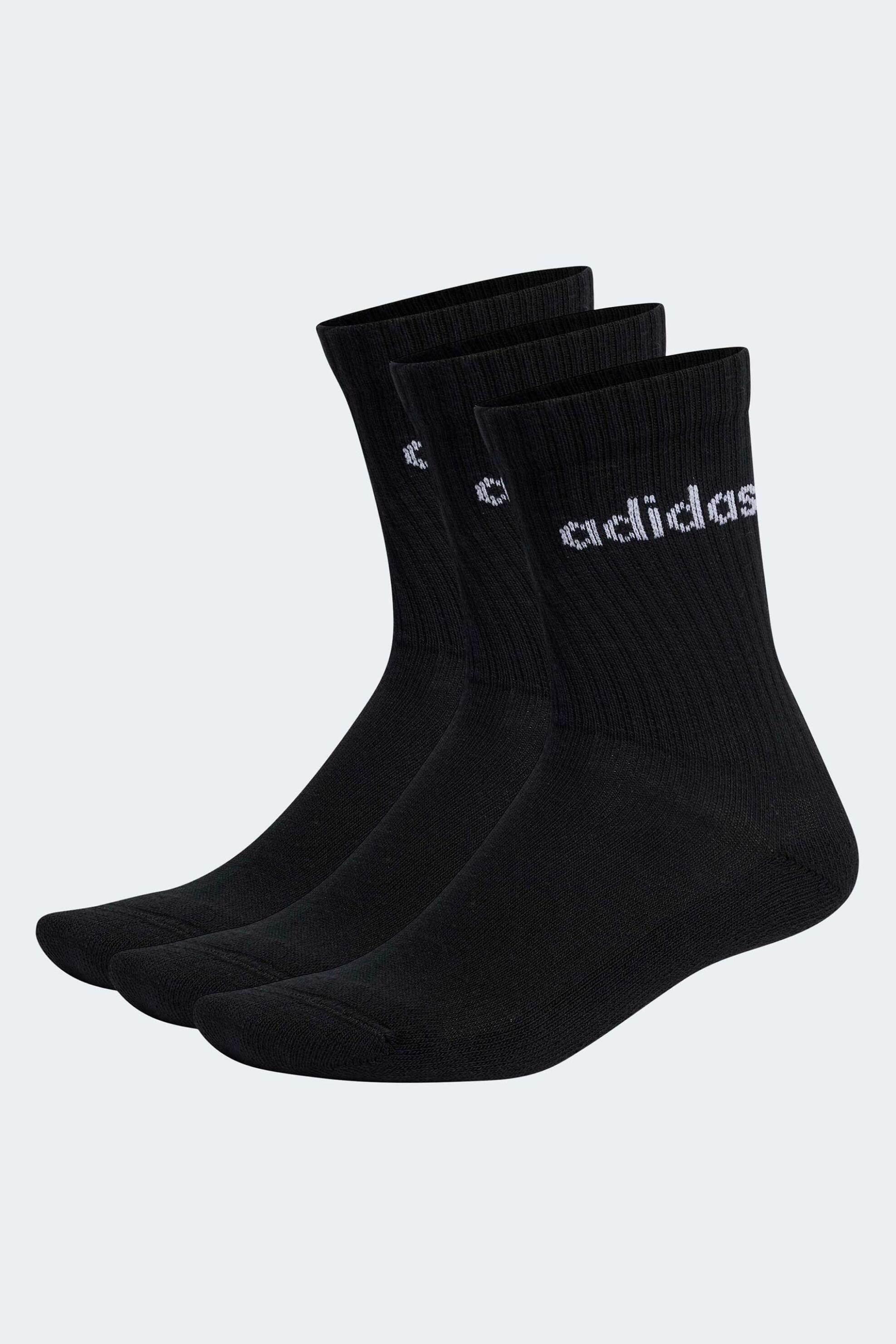 Adidas σετ unisex κάλτσες μεσαίου ύψους "Linear Crew Cushioned" (3 ζευγάρια) - IC1301 Μαύρο