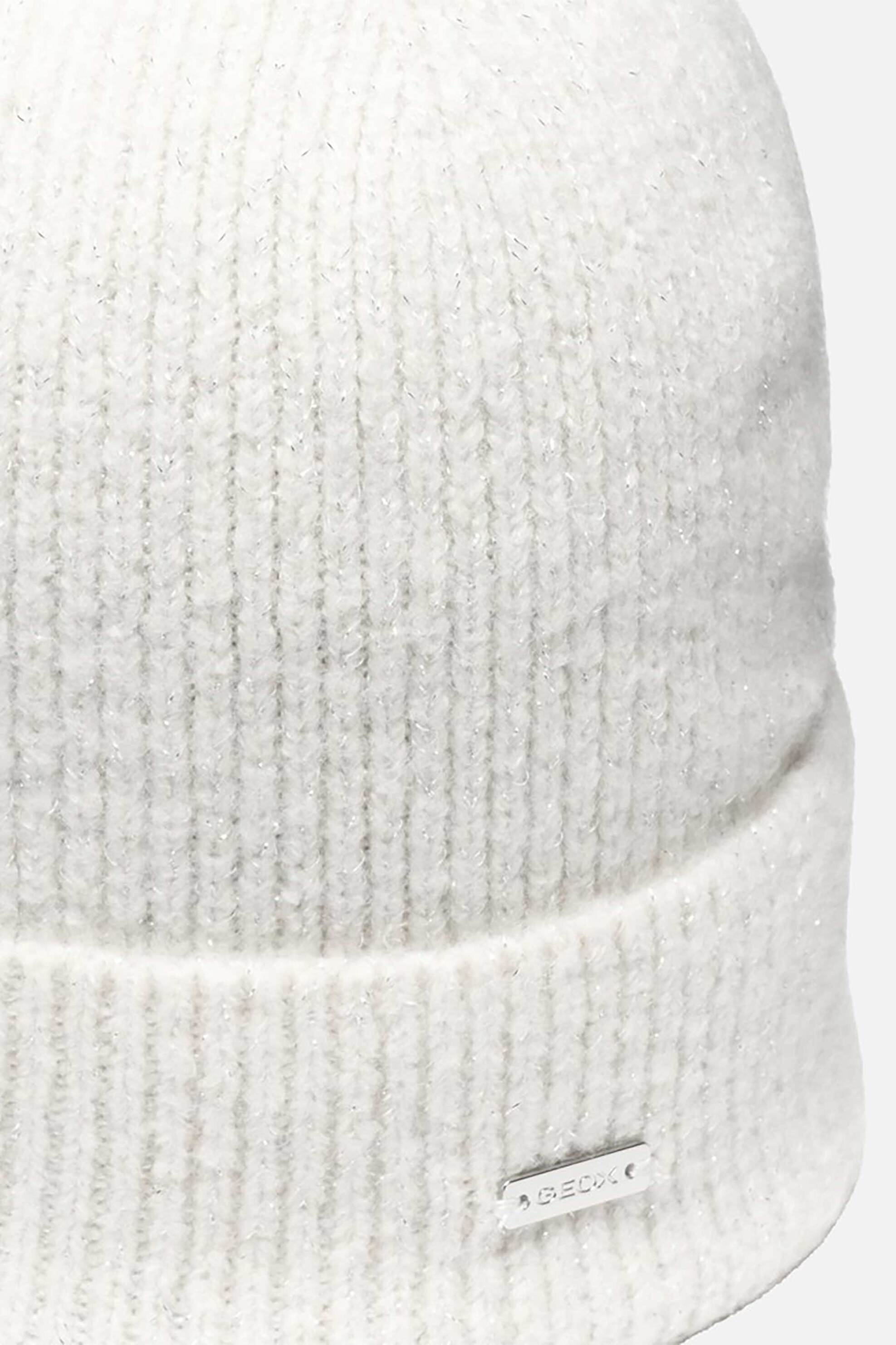 Geox γυναικείος πλεκτός σκούφος ribbed με μεταλλικό λογότυπο 