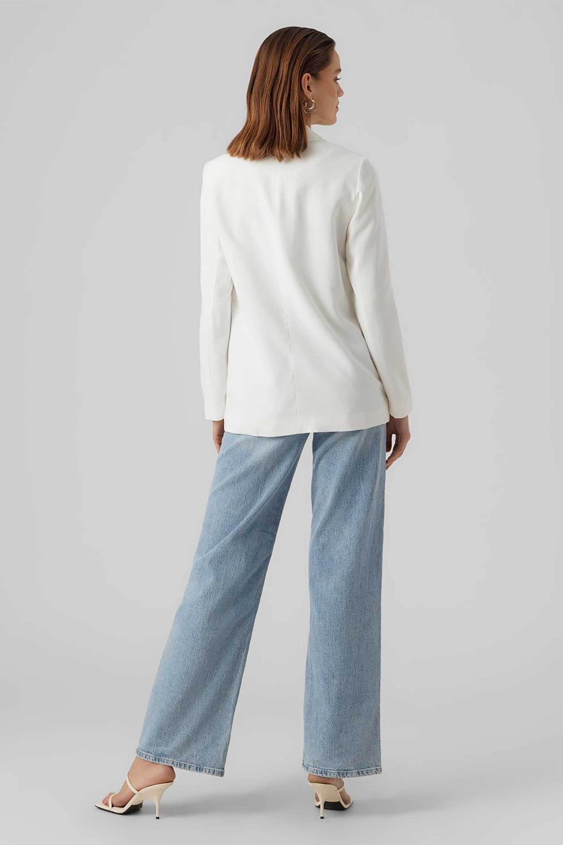 Vero Moda Γυναικείο Σακάκι Μονόχρωμο από Βισκόζη Box Fit - 10287190 Λευκό