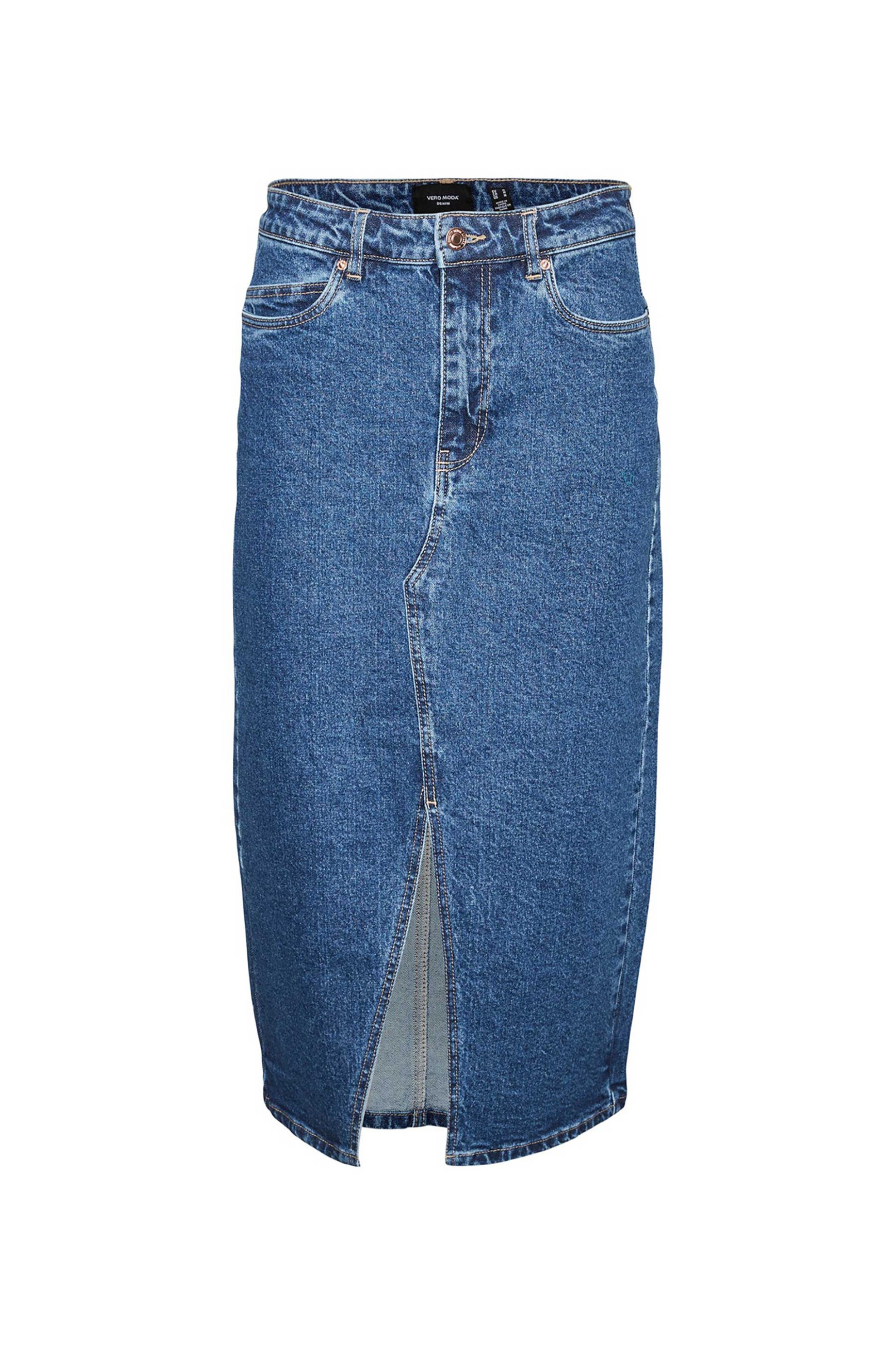Vero Moda Γυναικεία Ψηλόμεση Midi Φούστα Denim Πεντάτσεπη - 10295731 Blue
