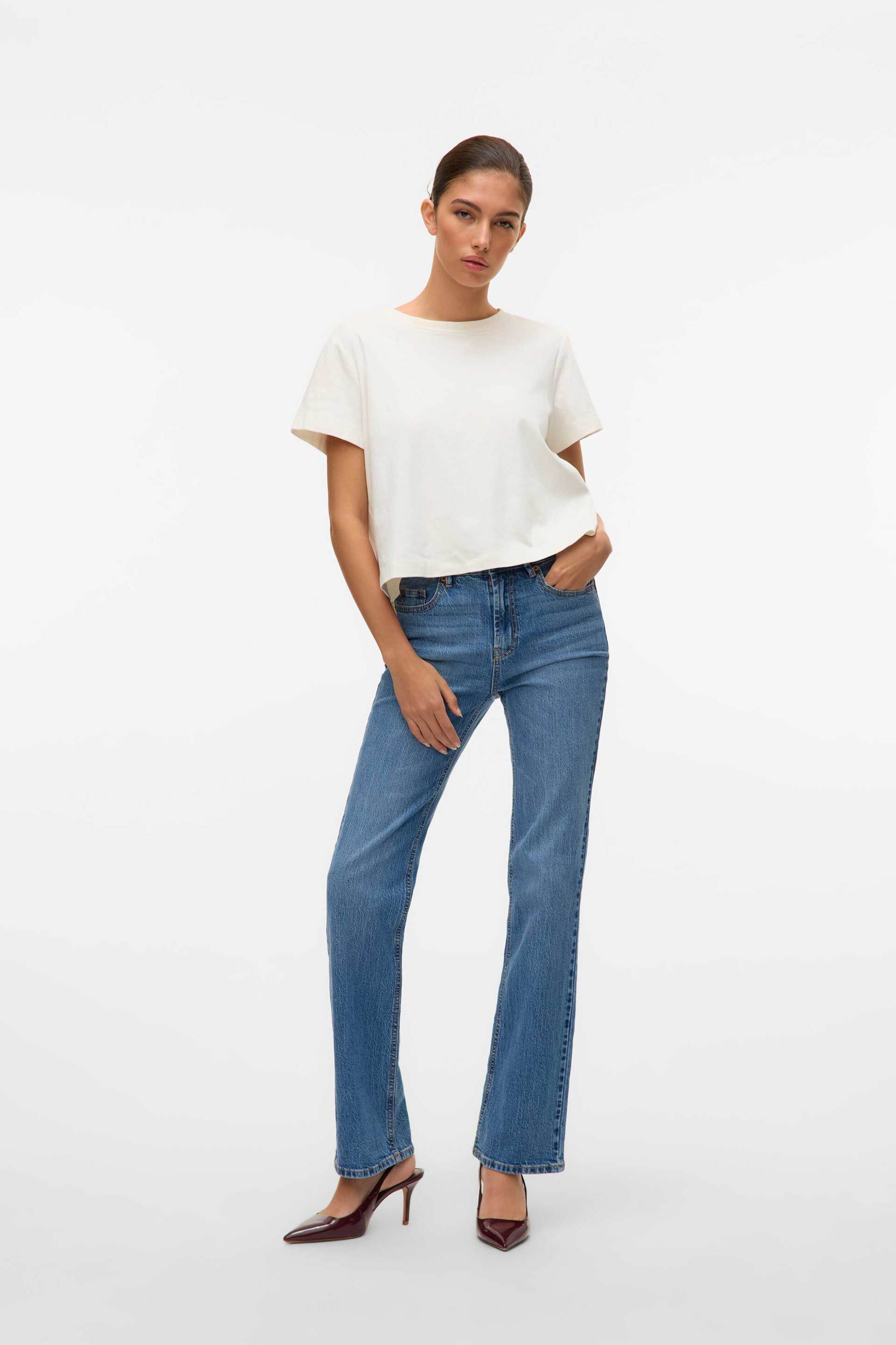Vero Moda γυναικείο τζιν παντελόνι ψηλόμεσο πεντάτσεπο Straight Fit - 10315494 Denim Blue