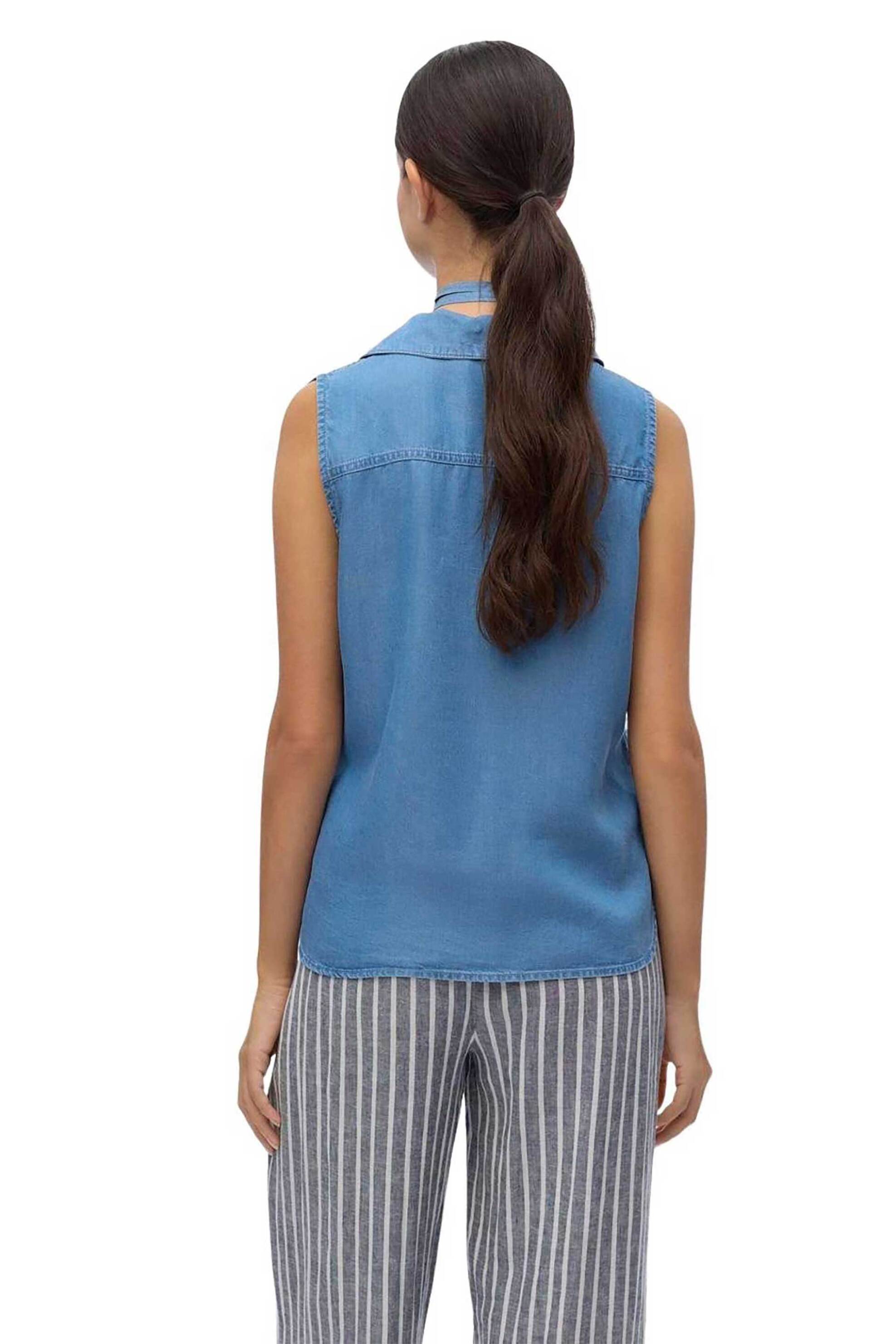 VERO MODA Vero Moda γυναικεία μπλούζα αμάνικη denim με V λαιμόκοψη Regular Fit - 10283751 Denim Blue - 2