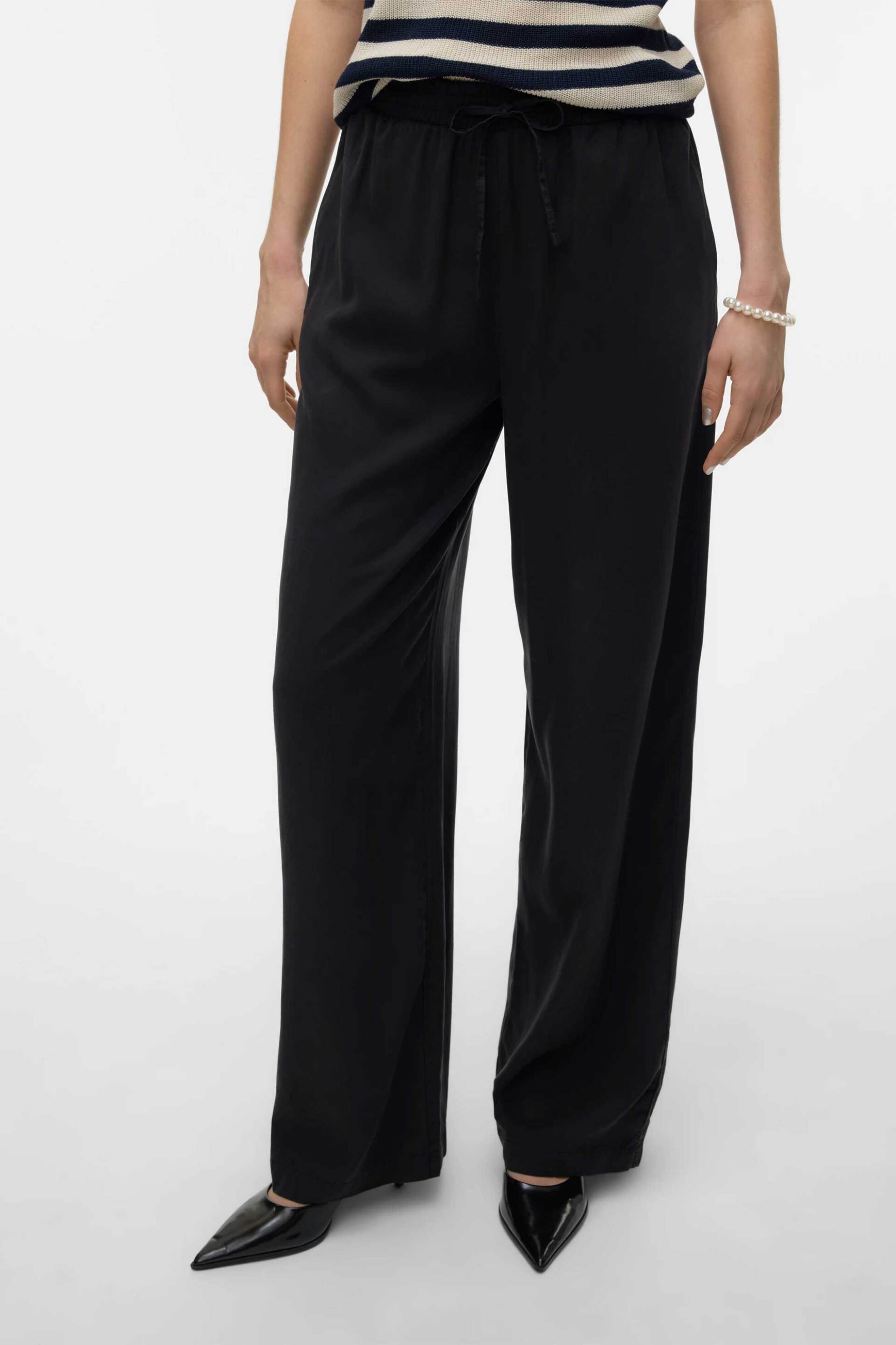 Vero Moda γυναικείο ψηλόμεσο παντελόνι μονόχρωμο Relaxed Fit - 10304898 Μαύρο