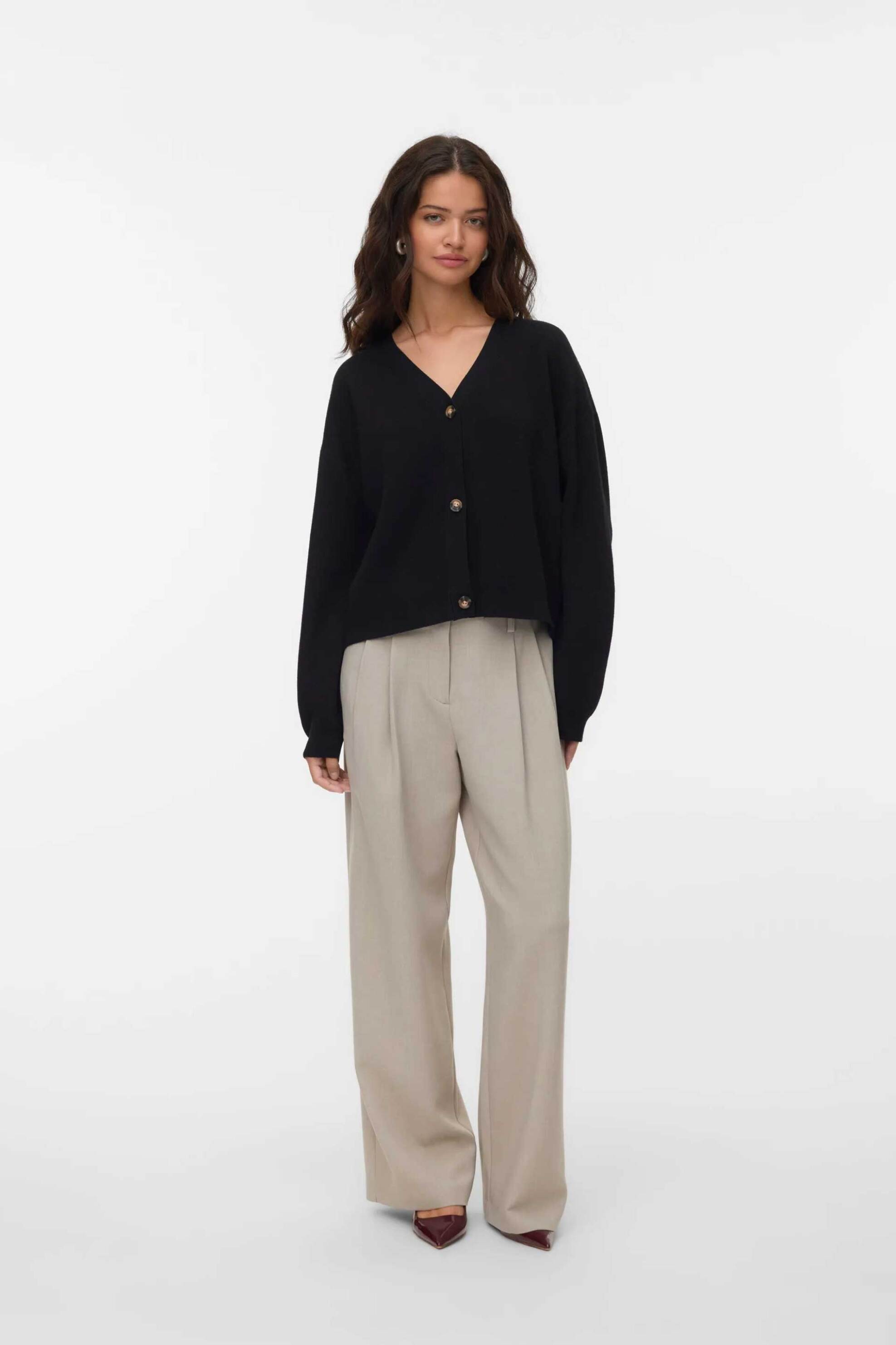 Vero Moda γυναικεία πλεκτή ζακέτα μονόχρωμη - 10331794 Μαύρο φωτογραφία