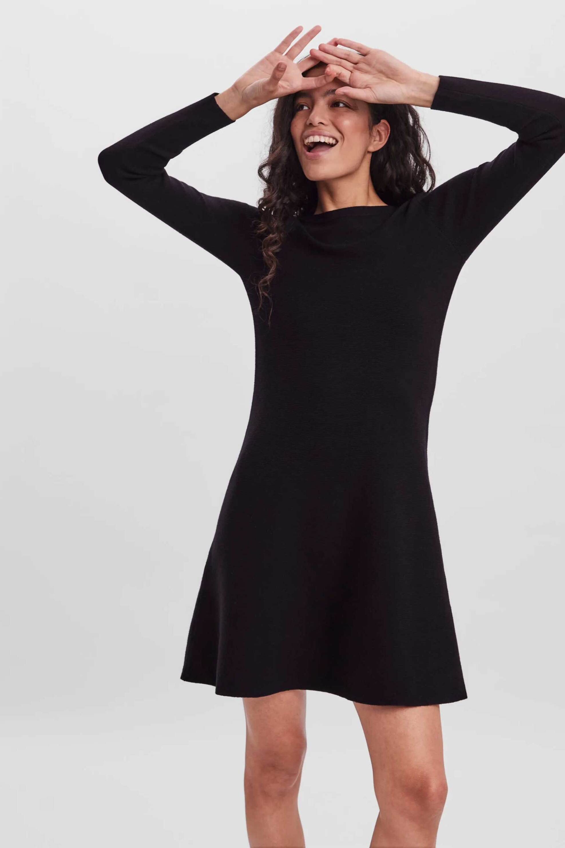 Vero Moda γυναικείο mini φόρεμα μονόχρωμο - 10254807 Μαύρο