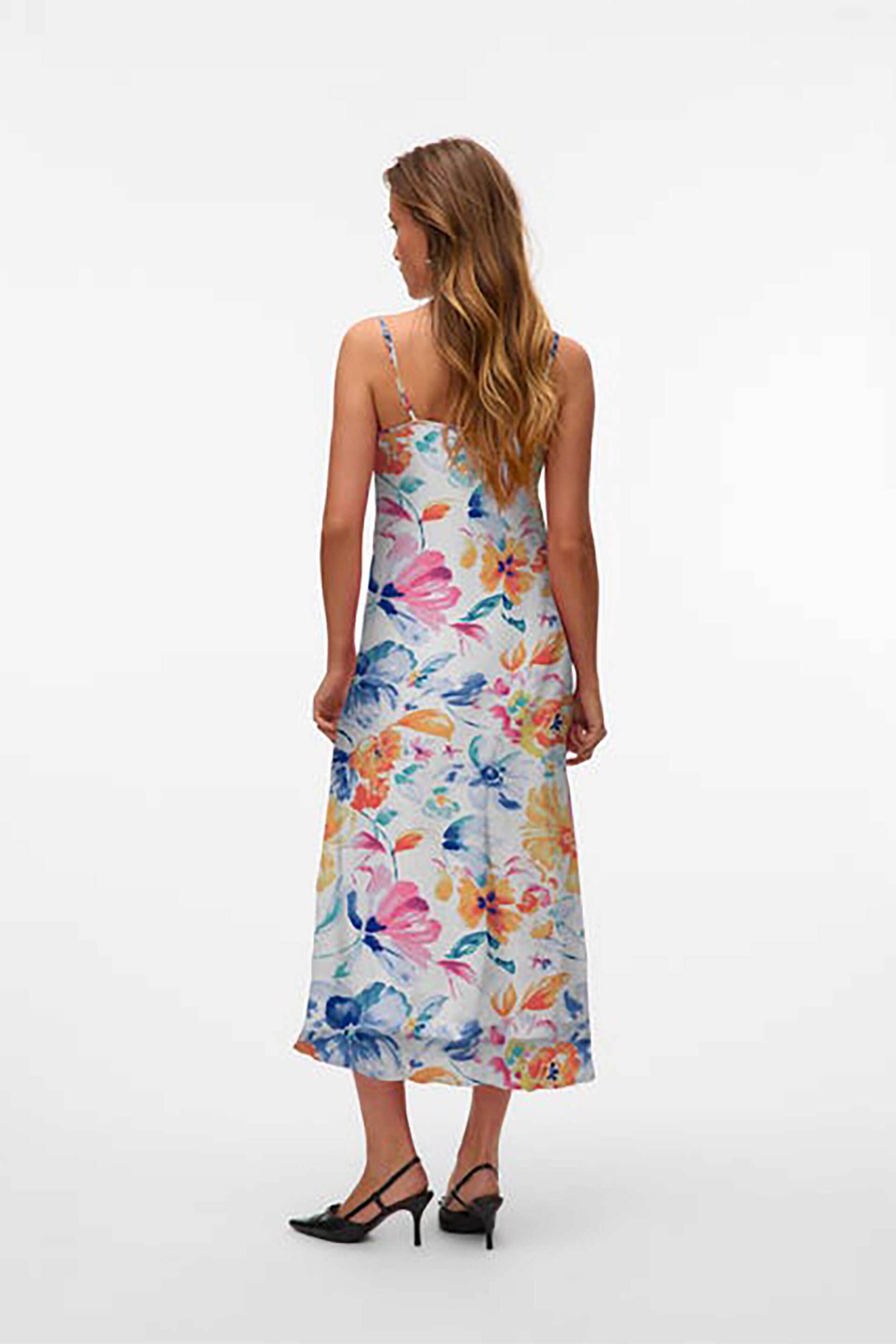 Vero Moda Γυναικείο Midi Φόρεμα Αμάνικο με Floral Print Regular Fit - 10328763 Πολύχρωμο