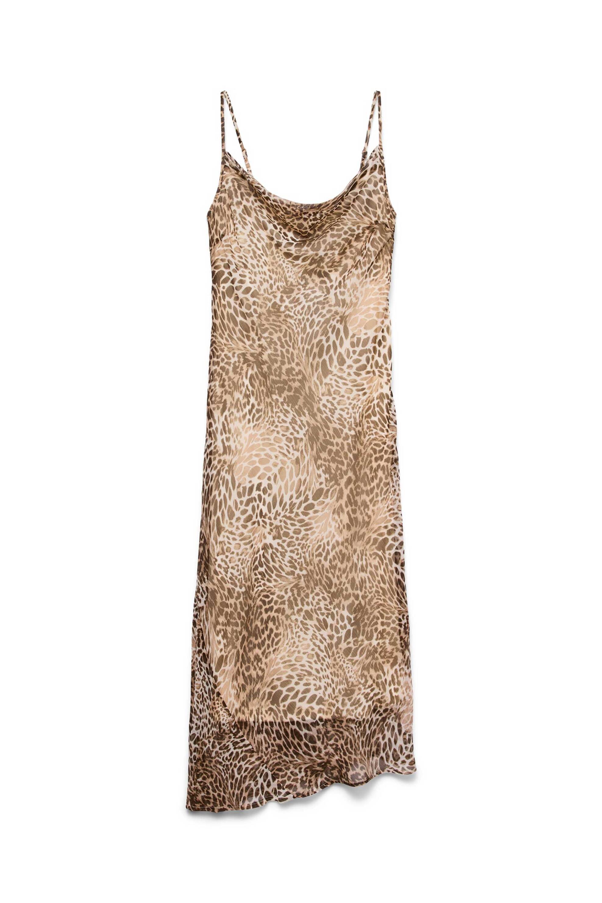 VERO MODA Vero Moda γυναικείο maxi φόρεμα αμάνικο με animal print Regular Fit - 10328763 Καφέ - 4