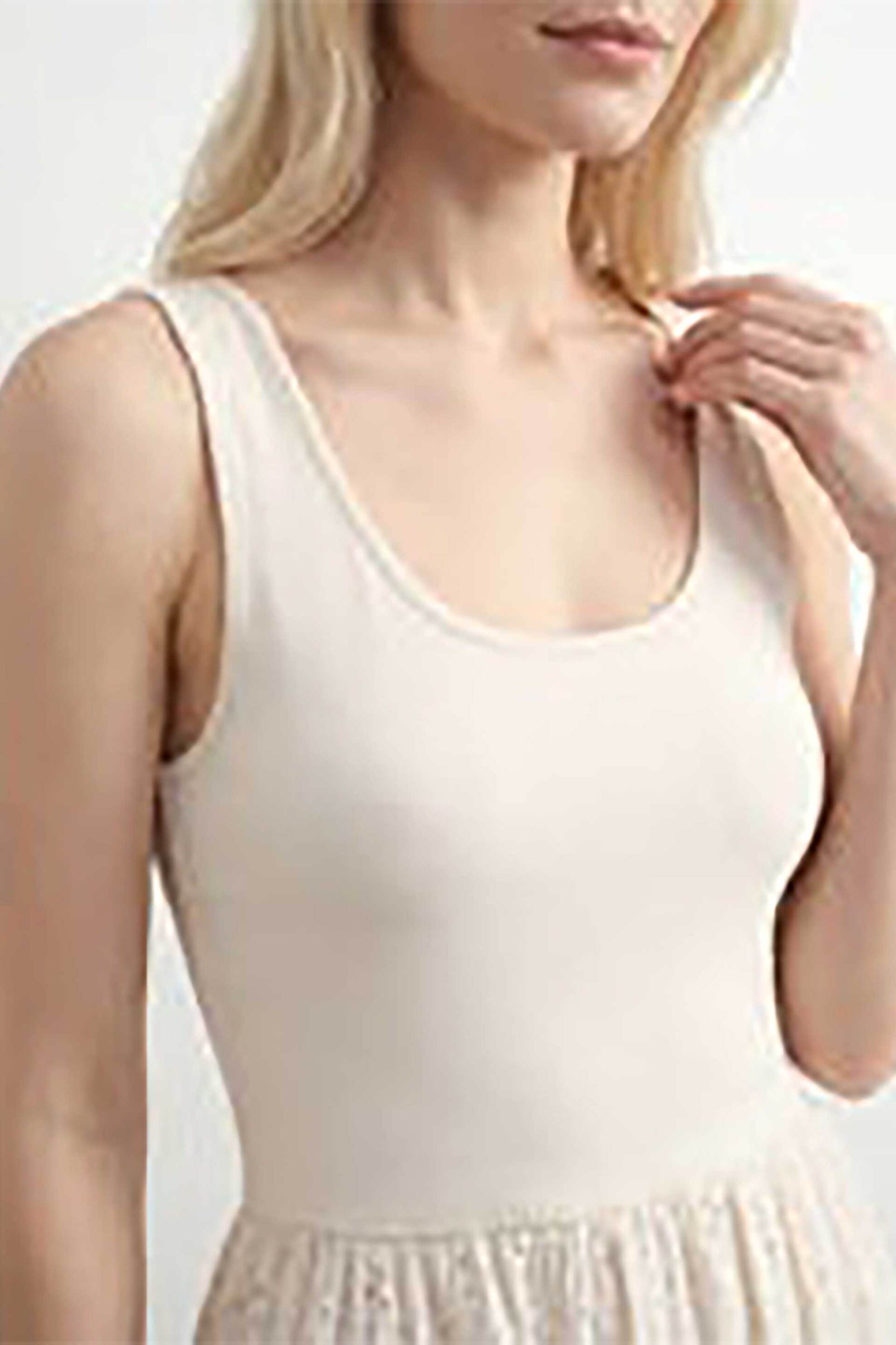 Vero Moda γυναικείο midi φόρεμα αμάνικο μονόχρωμο με διάτρητο σχέδιο Regular Fit - 10344231 Λευκό