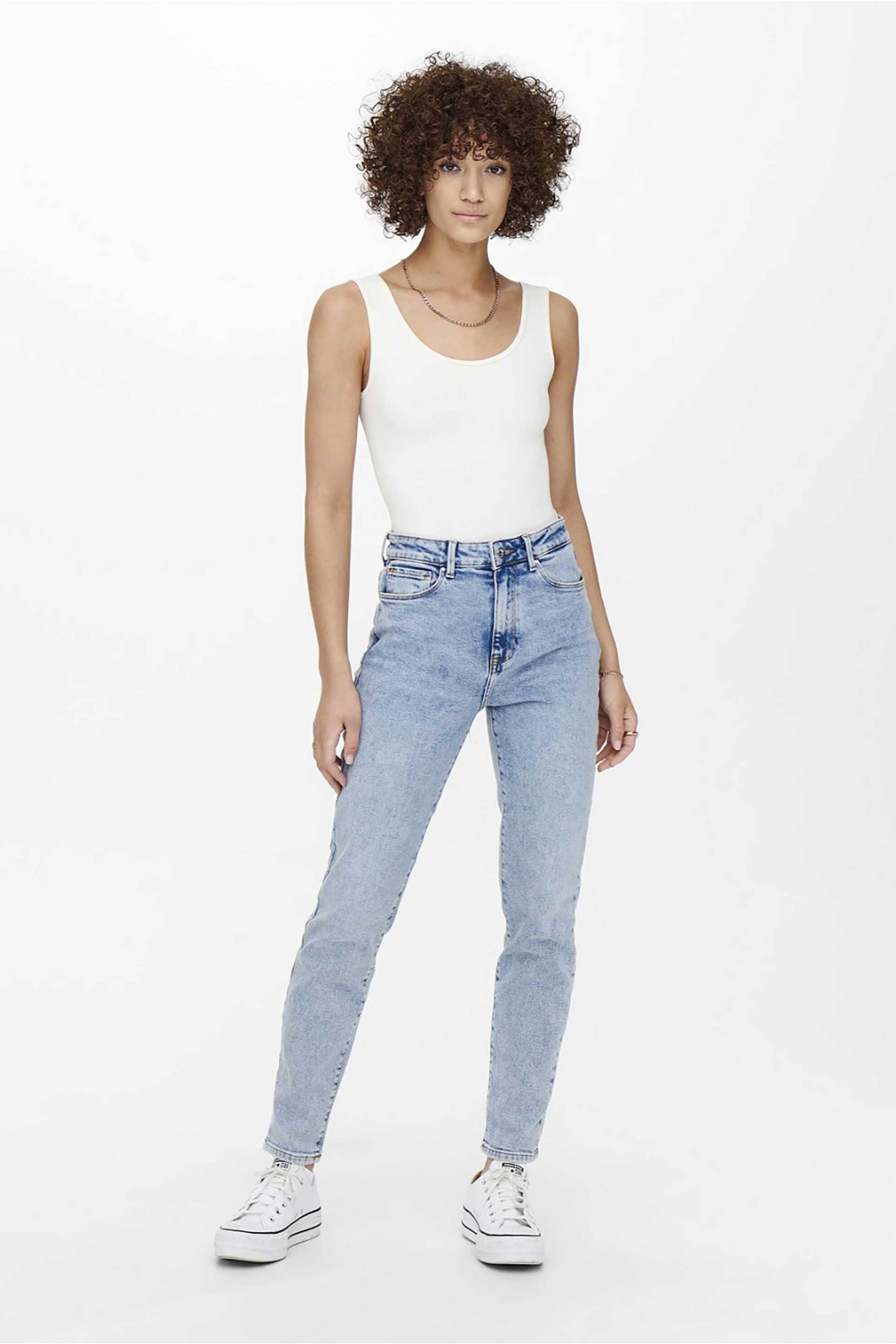 Only γυναικείο τζην παντελόνι ψηλόμεσο Straight Fit "Emily" - 15248715 Denim Blue Ανοιχτό