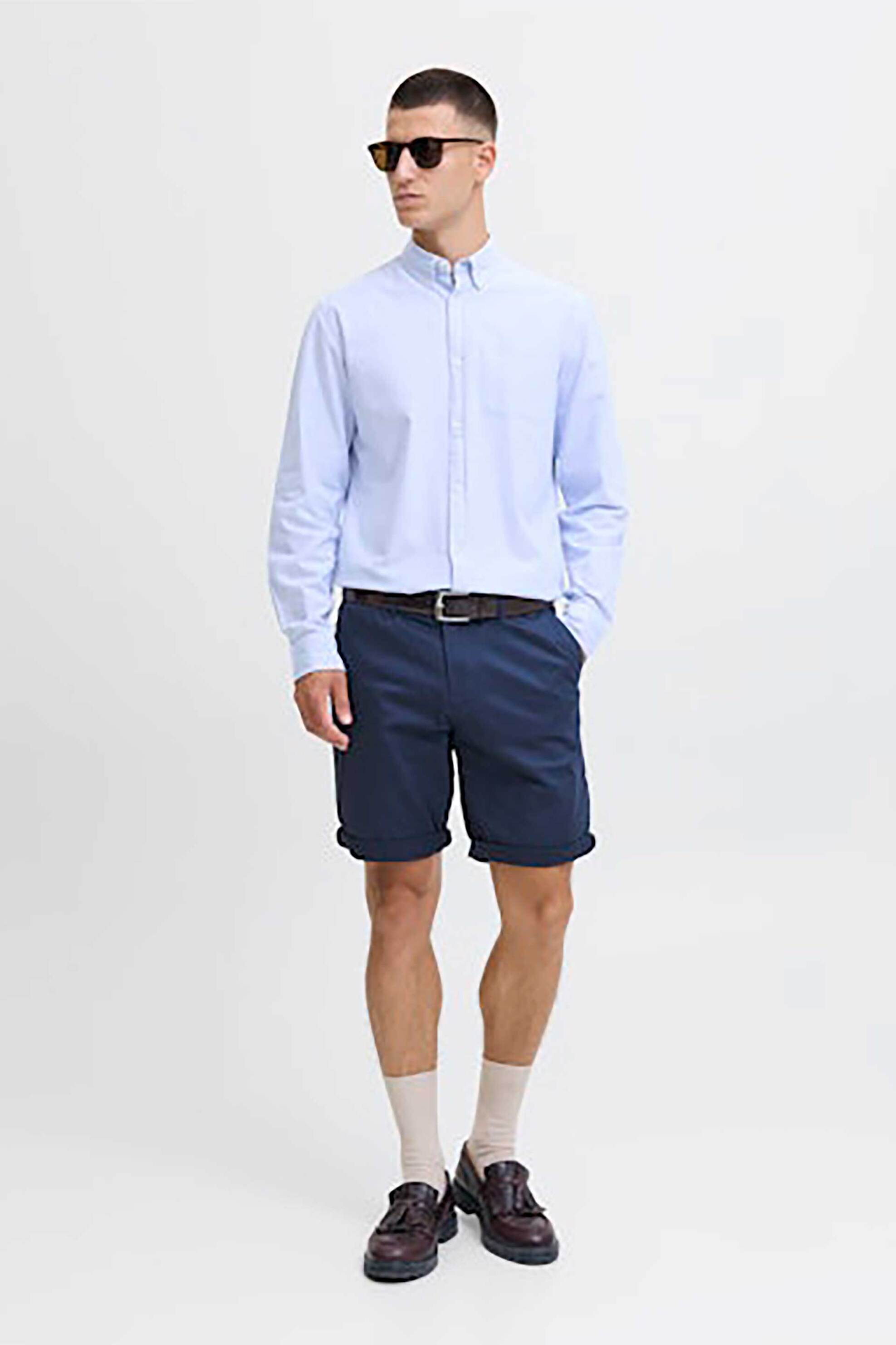 JACK & JONES ανδρική βερμούδα chino Regular Fit - 12165604 Μπλε Σκούρο