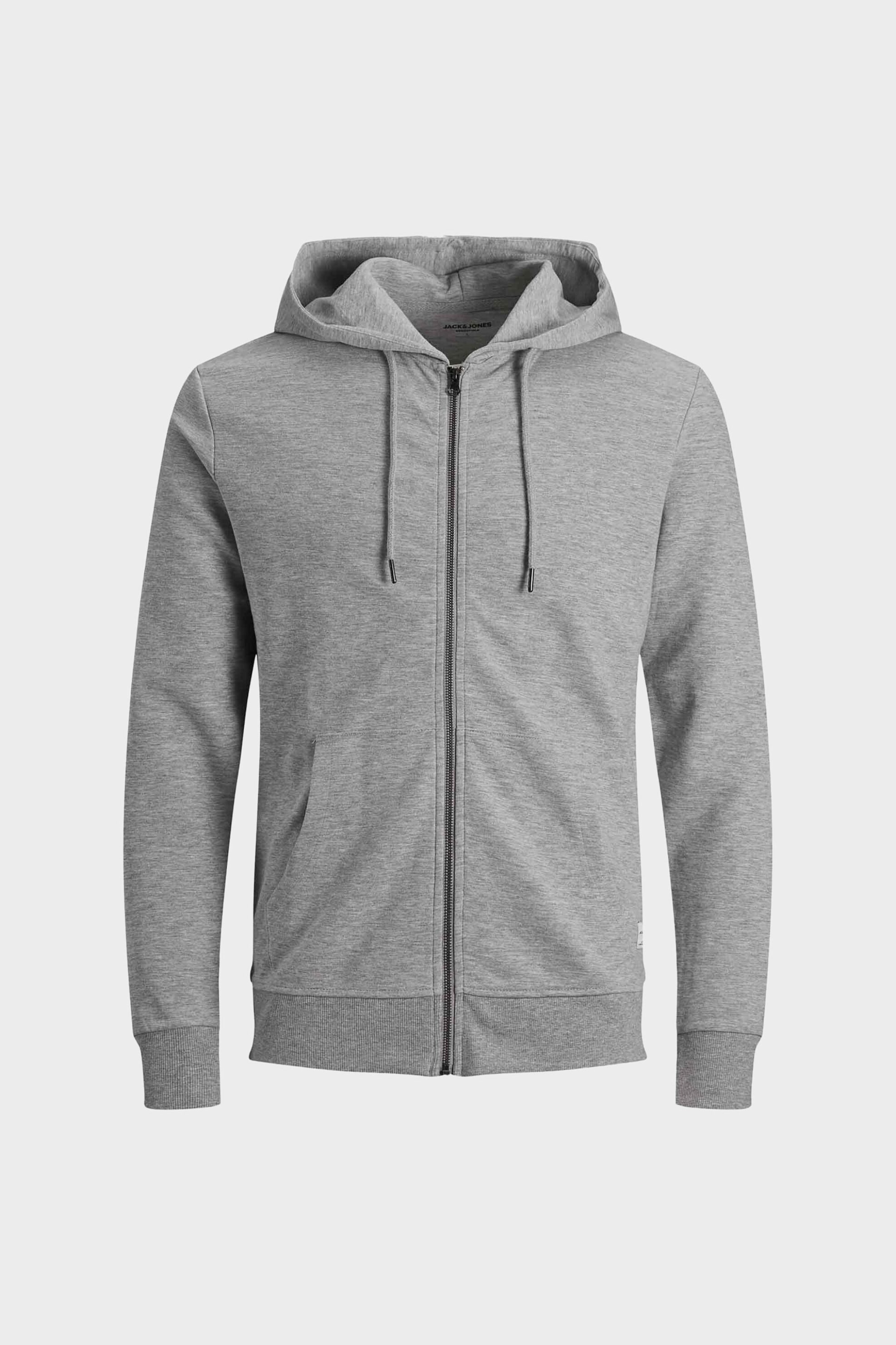 Jack Jones Ανδρική Ζακέτα Φούτερ με Κουκούλα Regular Fit - 12181901 Γκρι