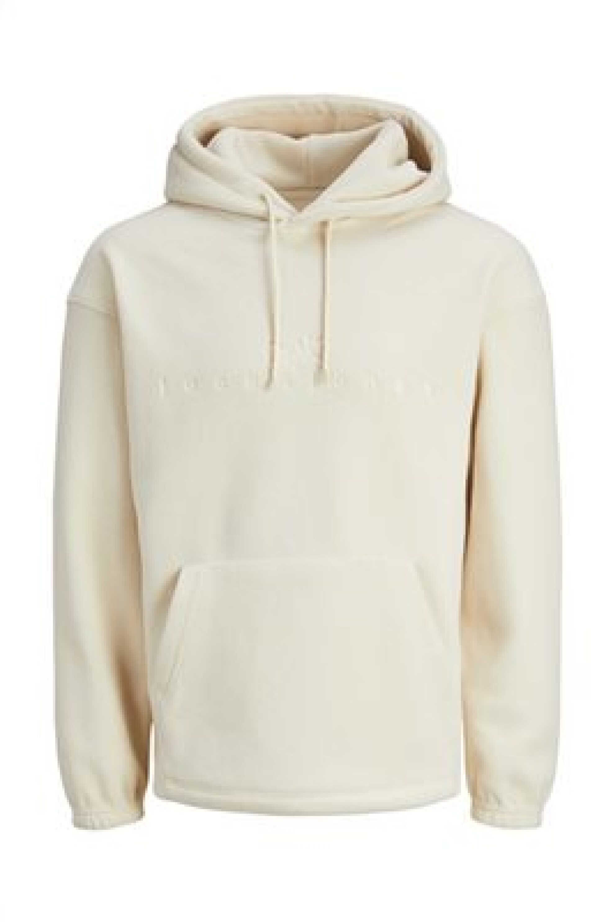 JACK & JONES ανδρική μονόχρωμη μπλούζα φούτερ fleece με κουκούλα Relaxed Fit - 12242470 Μπεζ φωτογραφία