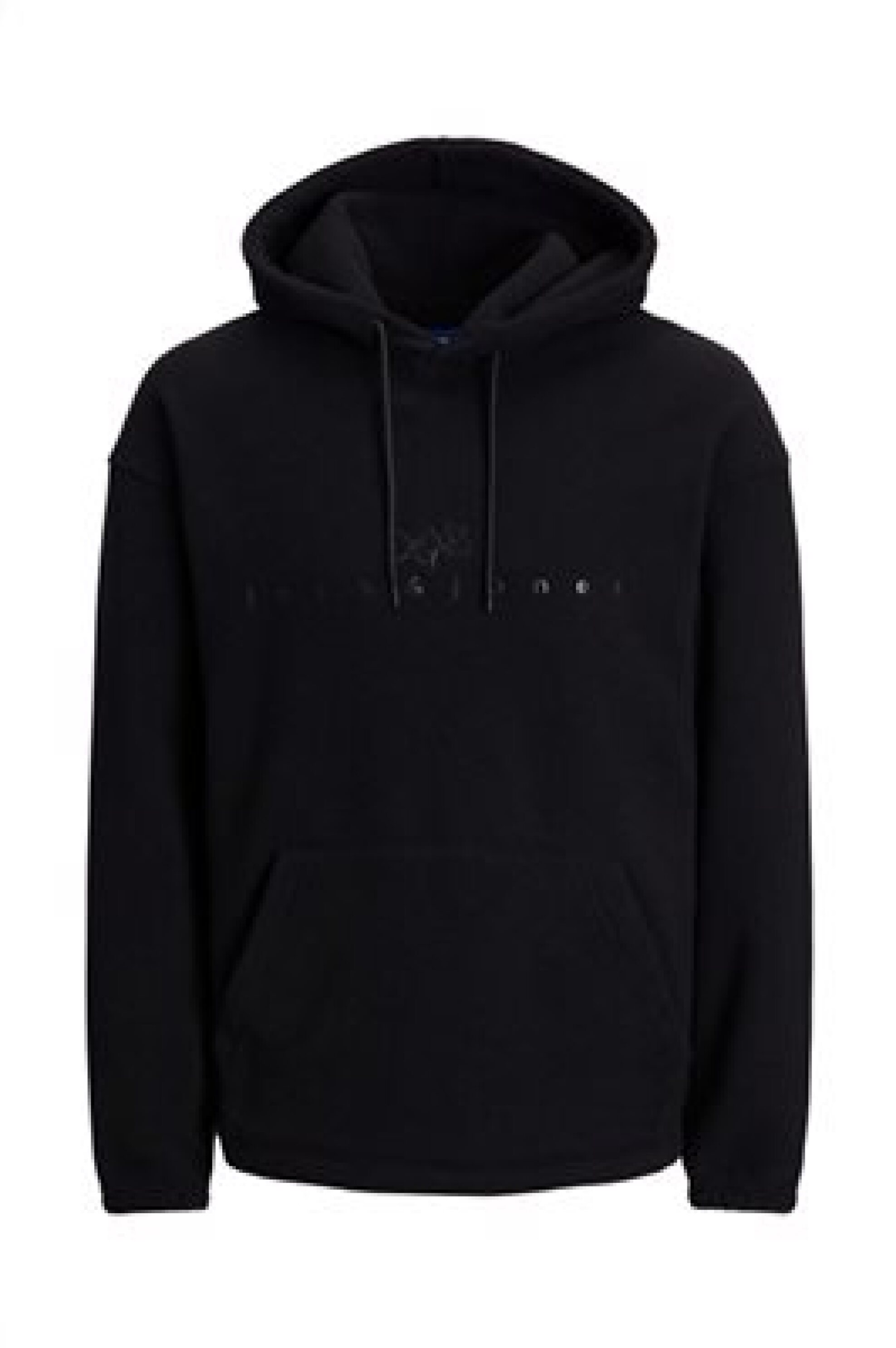 JACK & JONES ανδρική μονόχρωμη μπλούζα φούτερ fleece με κουκούλα Relaxed Fit - 12242470 Μαύρο φωτογραφία