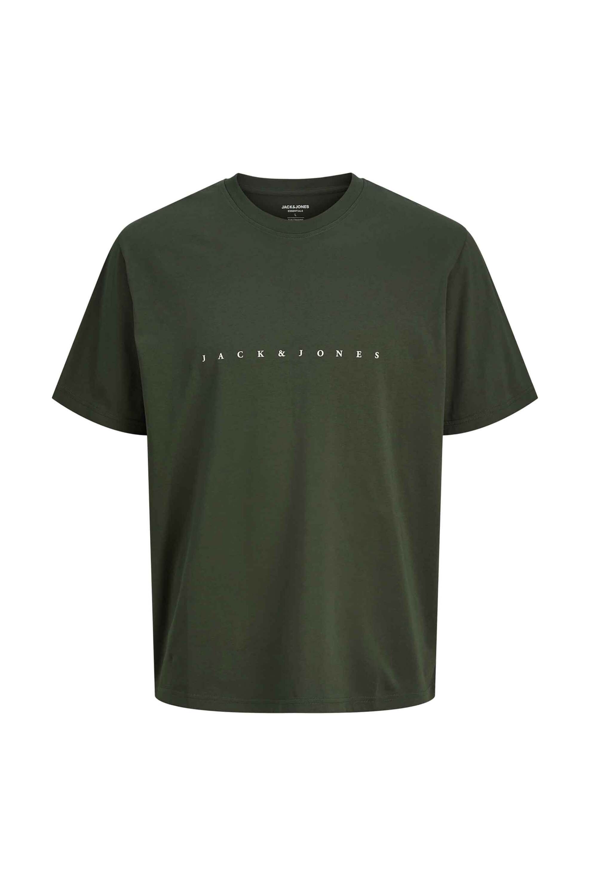 Jack Jones Ανδρικό T-Shirt Μονόχρωμο με Logo Print Relaxed Fit - 12234746 Πράσινο