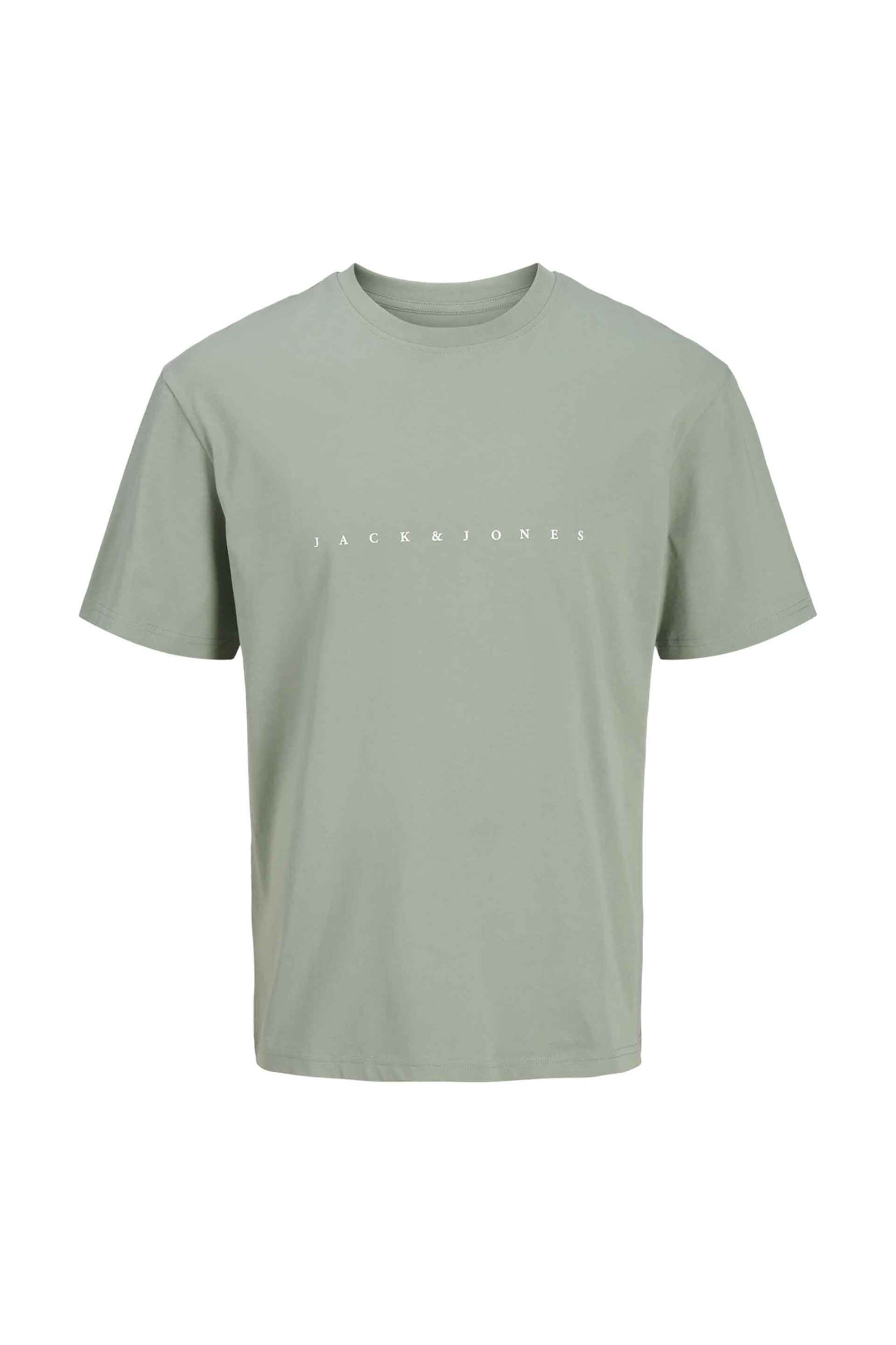 Jack Jones Ανδρικό T-Shirt Μονόχρωμο με Logo Print Relaxed Fit - 12234746 Βεραμάν