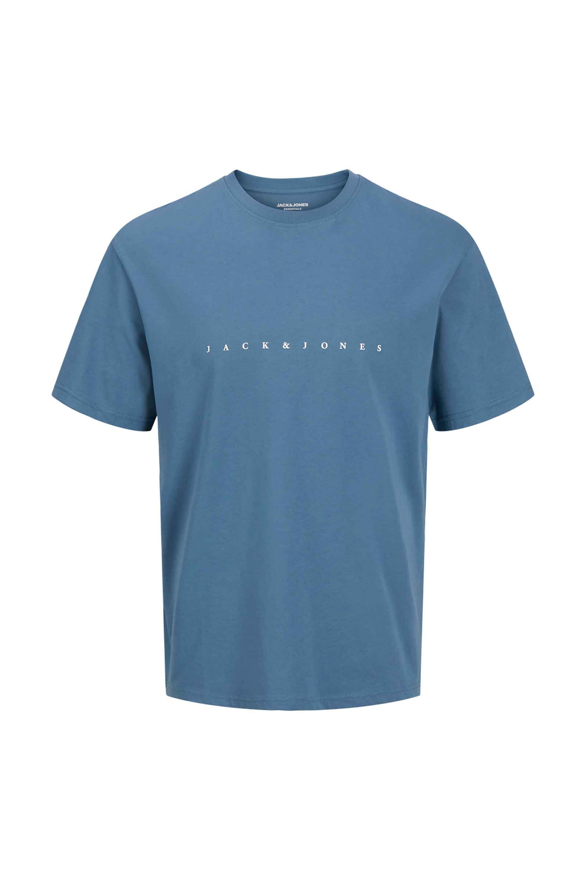 Jack Jones Ανδρικό T-Shirt Μονόχρωμο με Logo Print Relaxed Fit - 12234746 Μπλε