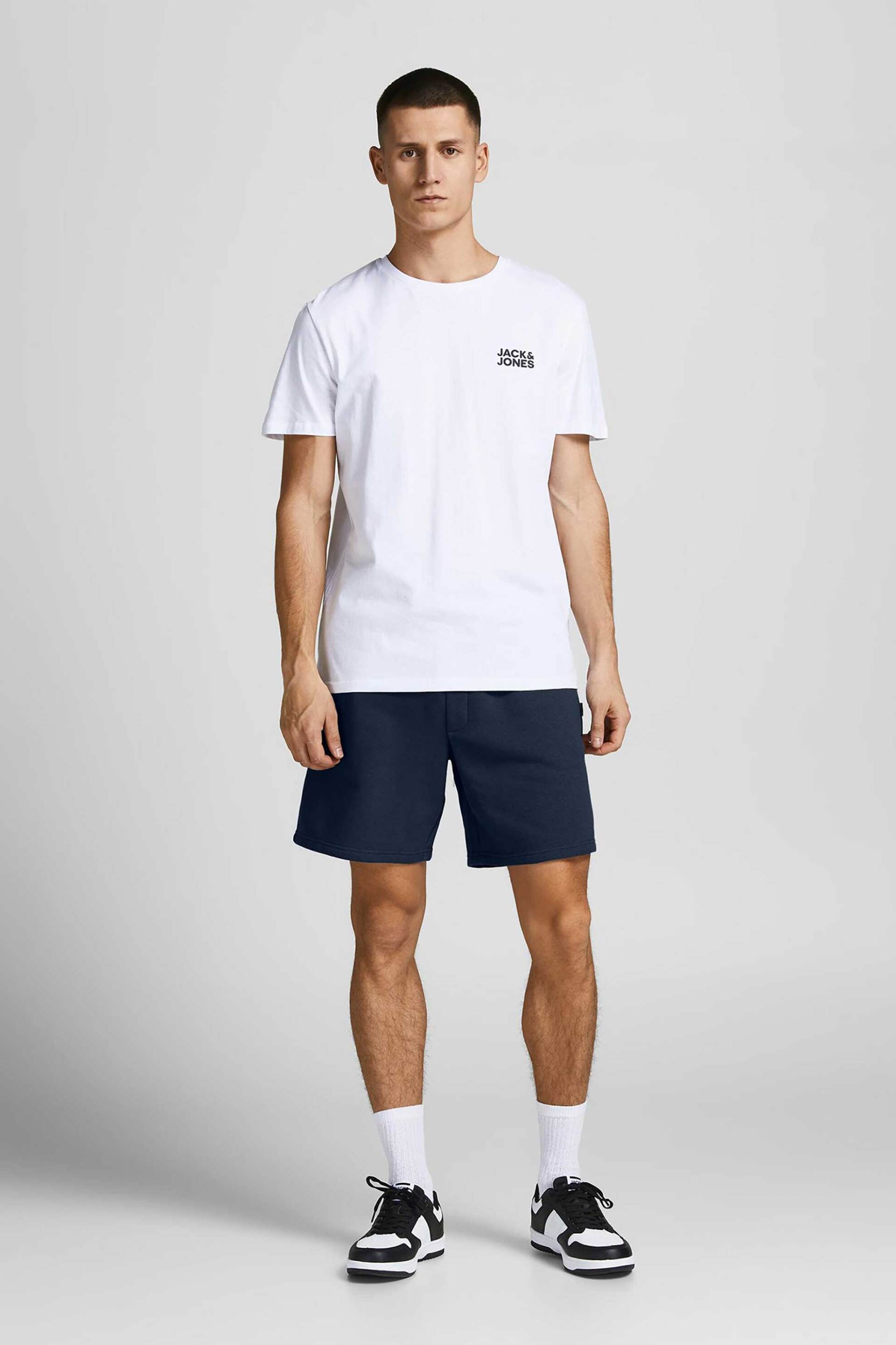 JACK & JONES ανδρική βερμούδα μονόχρωμη με ελαστική μέση Comfort Fit - 12249285 Μπλε Σκούρο