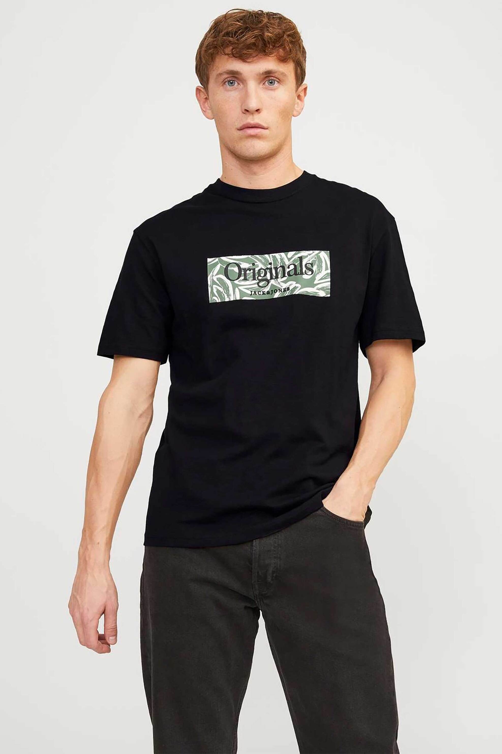 Ανδρική Μόδα > Ανδρικά Ρούχα > Ανδρικές Μπλούζες > Ανδρικά T-Shirts JACK & JONES ανδρικό T-shirt με graphic logo print Relaxed Fit - 12250436 Μαύρο