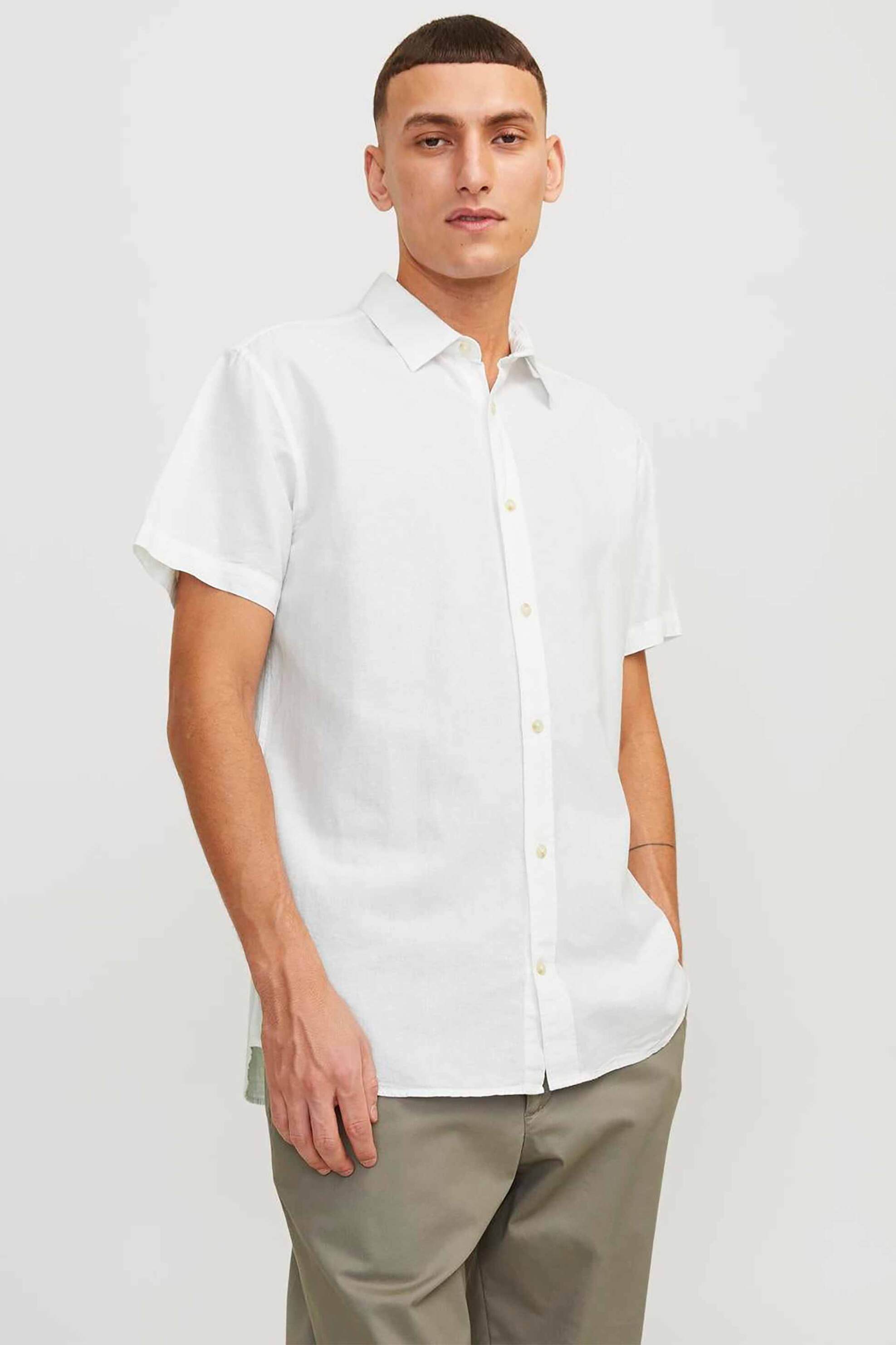 JACK & JONES ανδρικό κοντομάνικο πουκάμισο Comfort Fit - 12248383 Λευκό