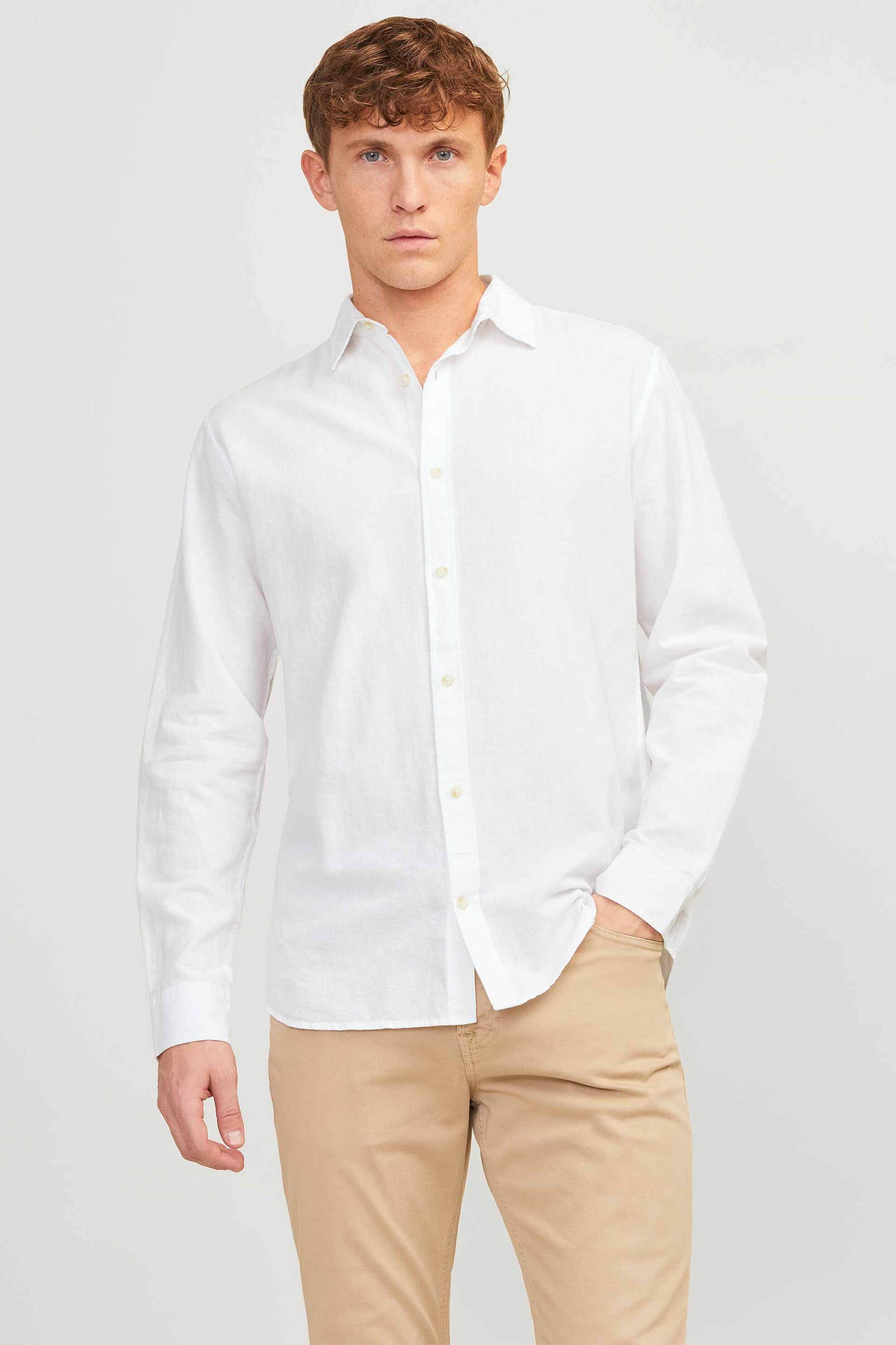 JACK & JONES ανδρικό μονόχρωμο πουκάμισο Comfort Fit - 12248384 Λευκό