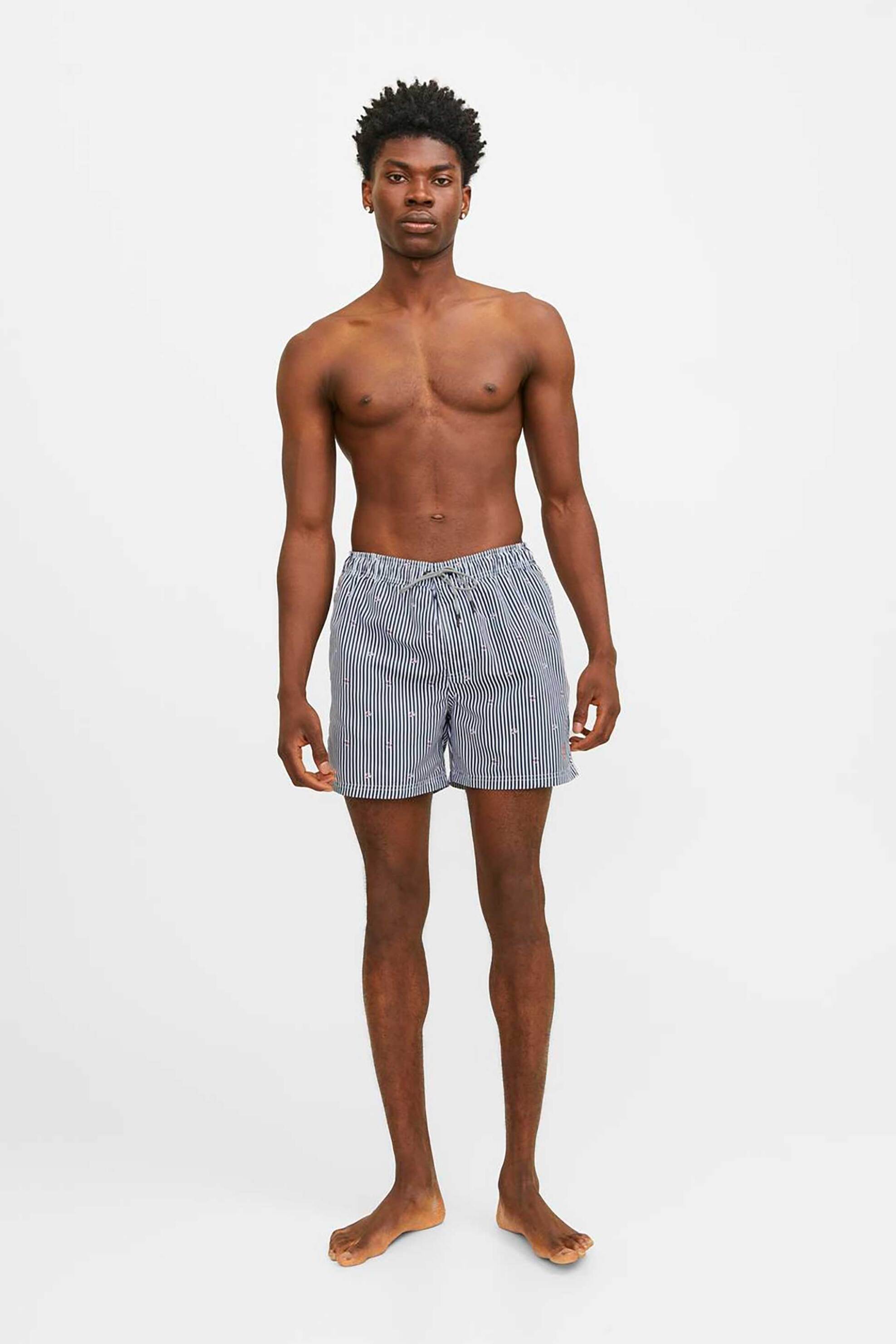 JACK & JONES ανδρικό μαγιό σορτς με ριγέ σχέδιο - 12253240 Μπλε Σκούρο