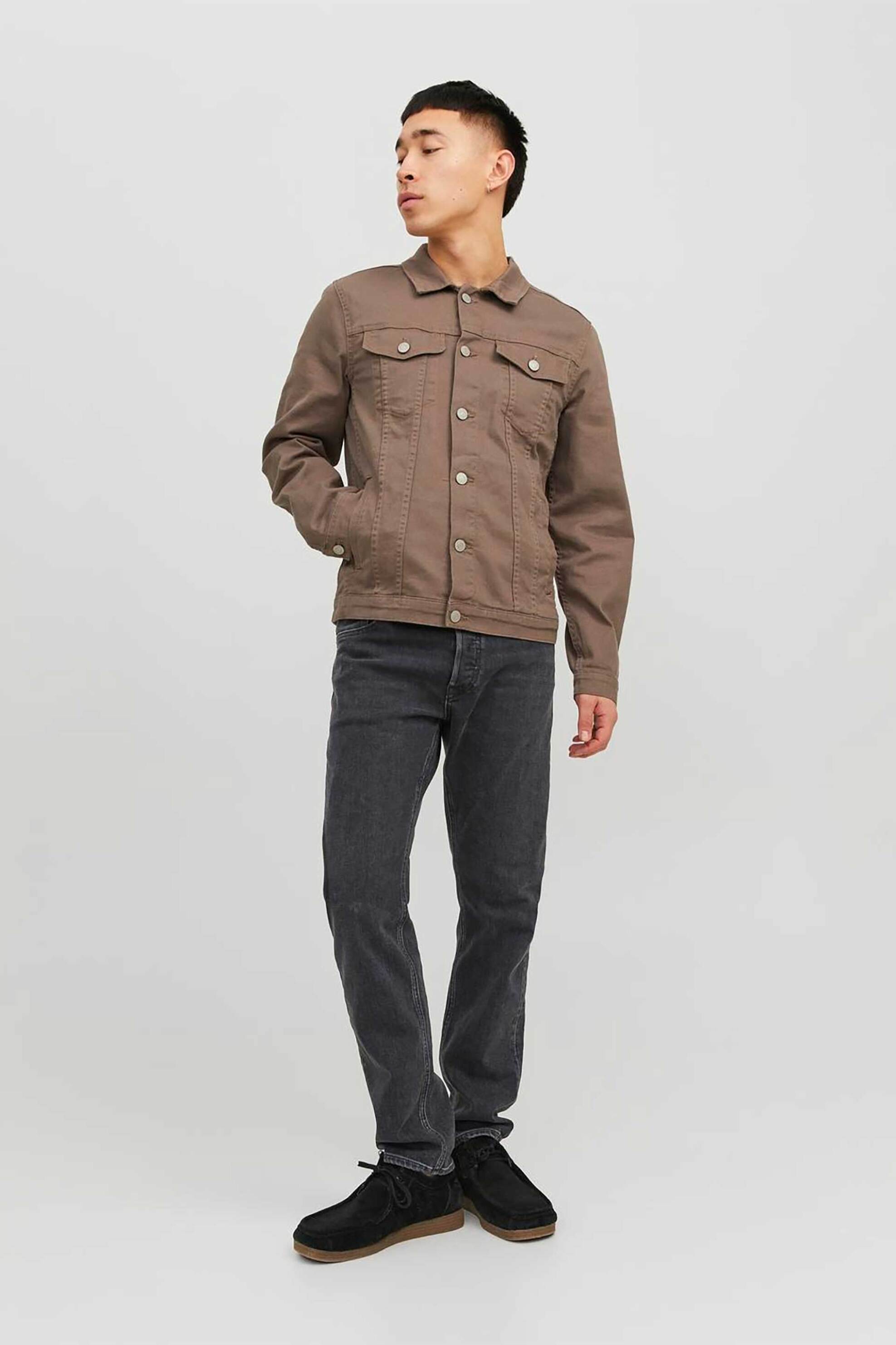 JACK & JONES JACK & JONES ανδρικό τζιν παντελόνι πεντάτσεπο Tapered Fit - 12242326 Μαύρο