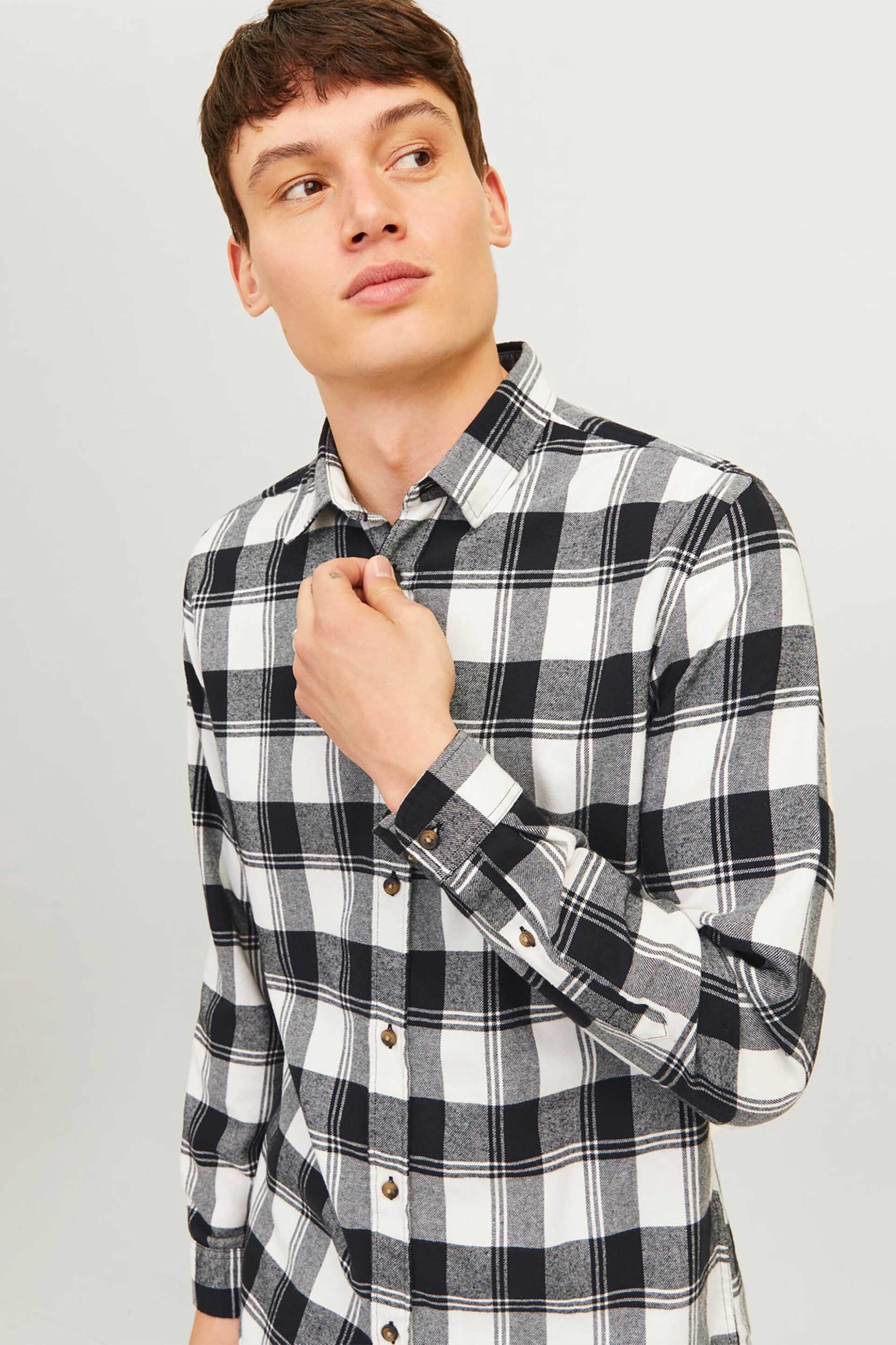 JACK & JONES ανδρικό πουκάμισο με καρό σχέδιο Slim Fit - 12258425 Λευκό φωτογραφία