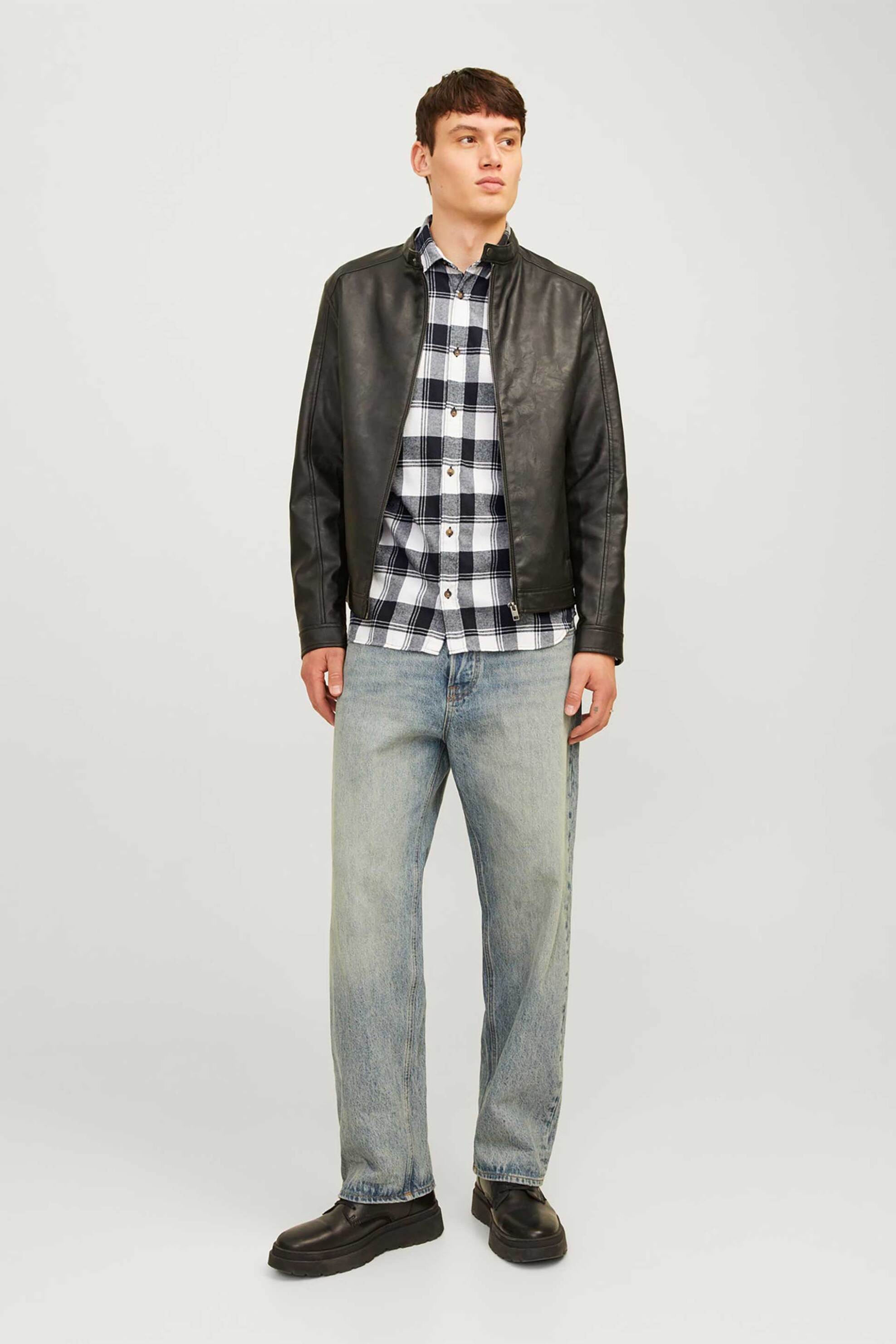 JACK & JONES ανδρικό πουκάμισο με καρό σχέδιο Slim Fit - 12258425 Λευκό φωτογραφία