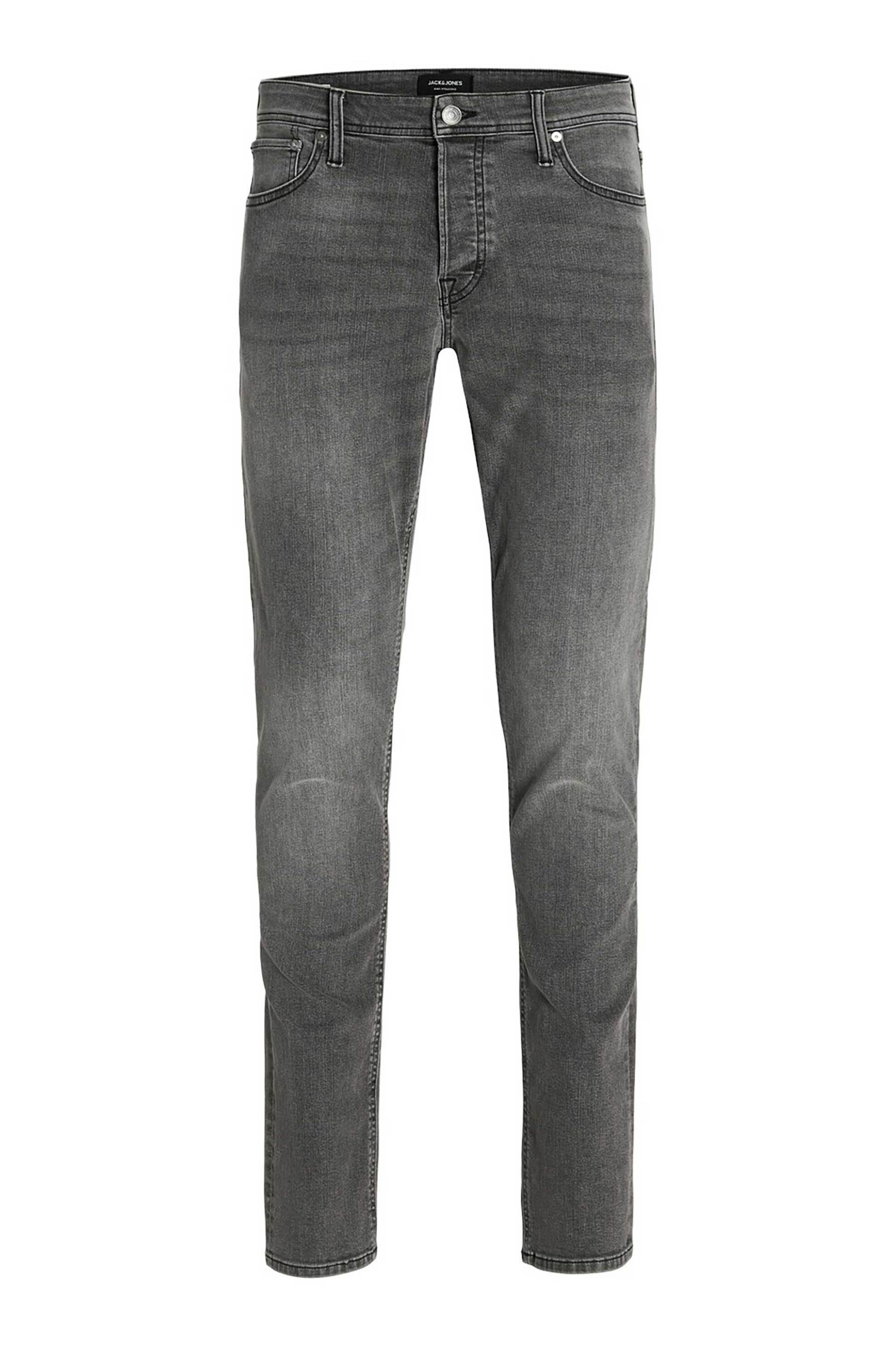 JACK & JONES JACK & JONES ανδρικό τζιν παντελόνι πεντάτσεπο Regular Tapered Fit - 12262489 Γκρι