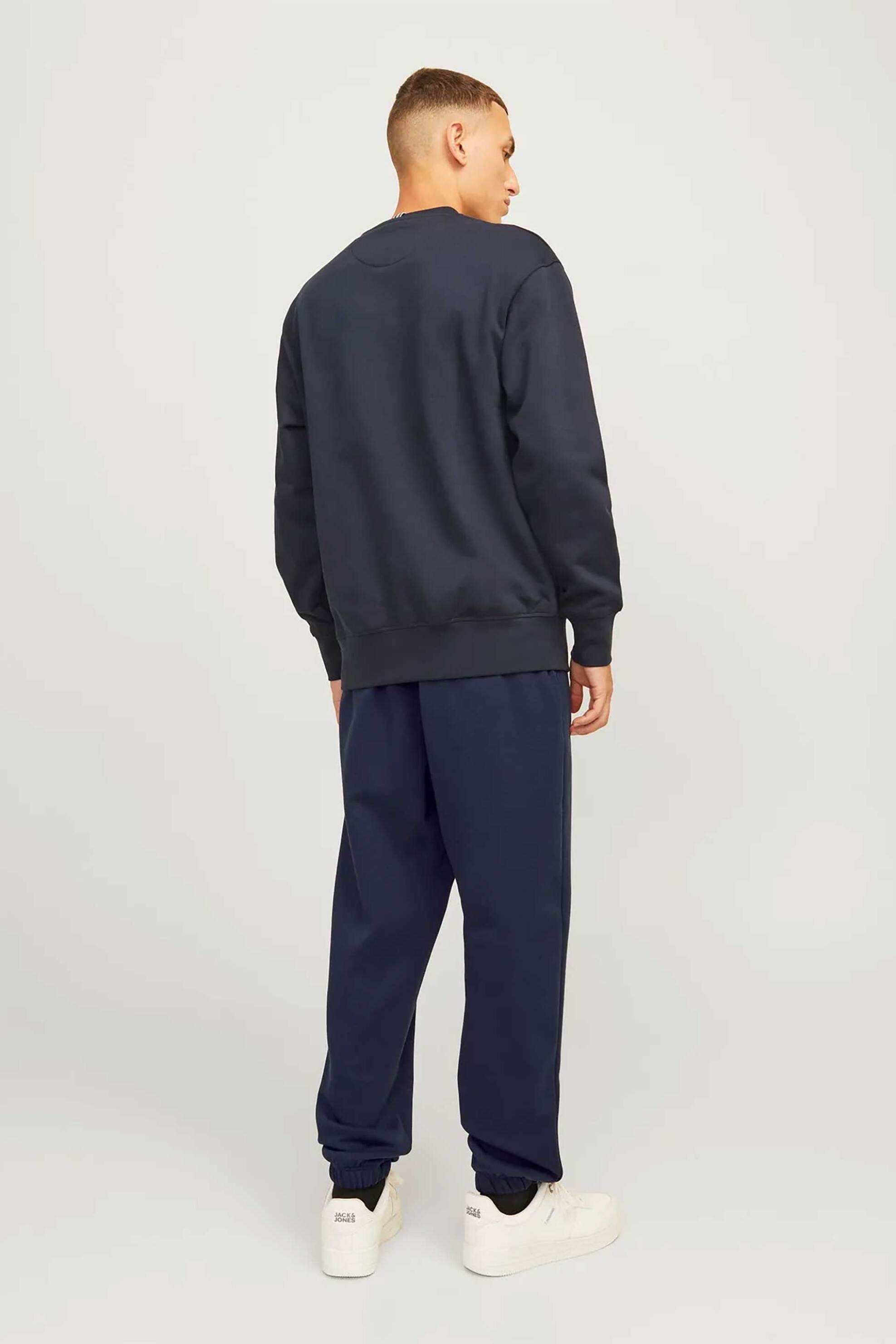 JACK & JONES ανδρικό παντελόνι φόρμας μονόχρωμο με logo print Relaxed Fit - 12257962 Μπλε Σκούρο φωτογραφία