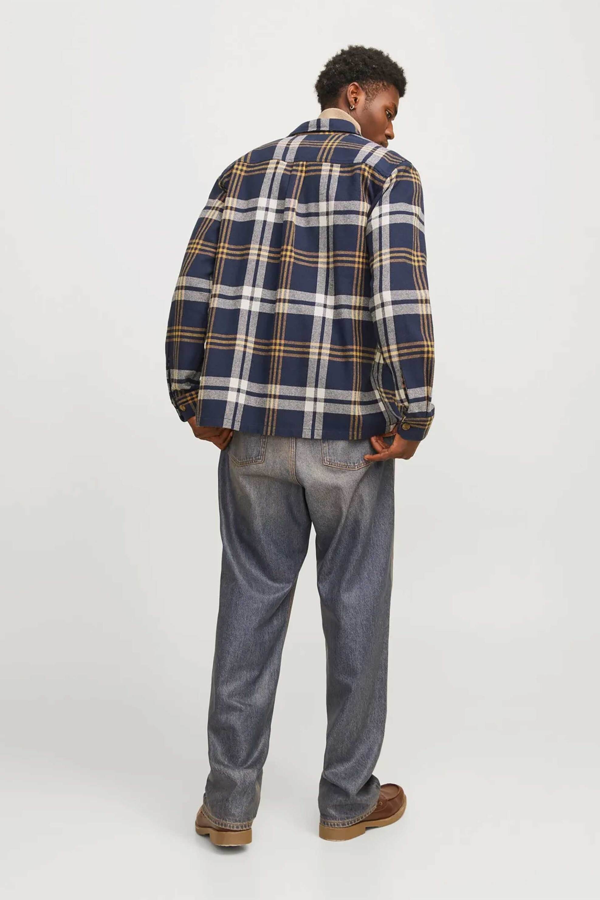 JACK & JONES ανδρικό overshirt με καρό σχέδιο και τσέπες - 12263647 Μπλε φωτογραφία