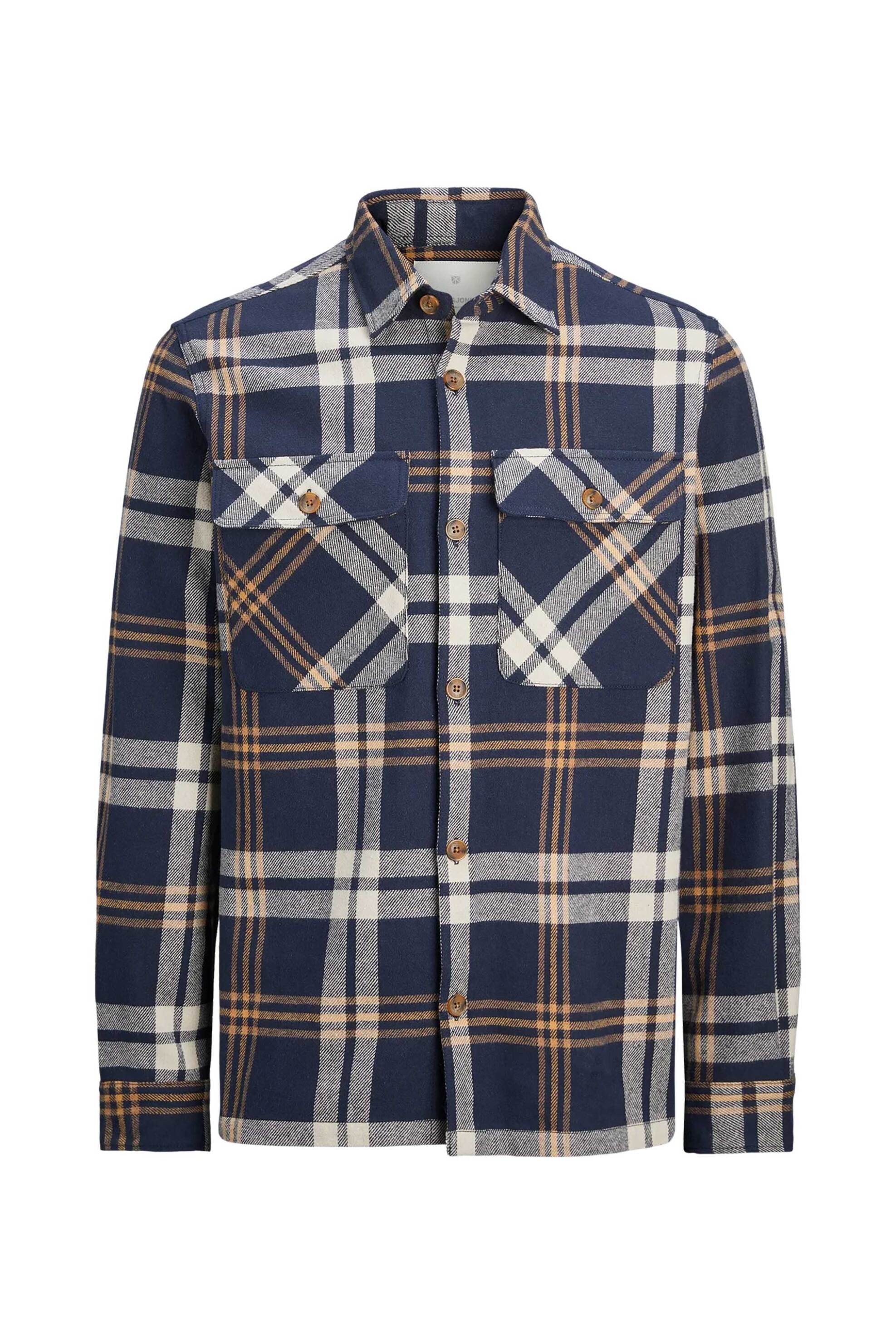 JACK & JONES ανδρικό overshirt με καρό σχέδιο και τσέπες - 12263647 Μπλε φωτογραφία