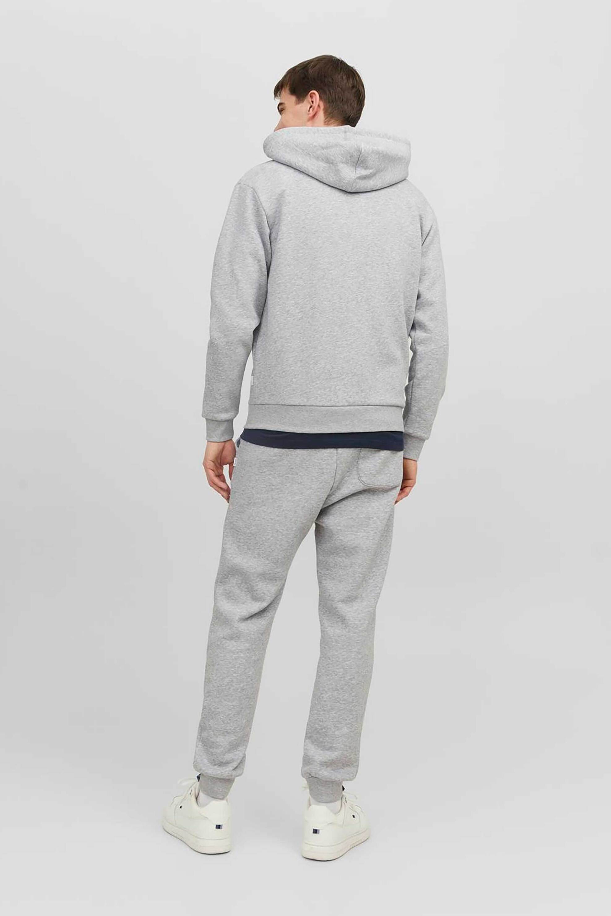 JACK & JONES ανδρική ζακέτα φούτερ μονόχρωμη με κουκούλα - 12249342 Γκρι φωτογραφία